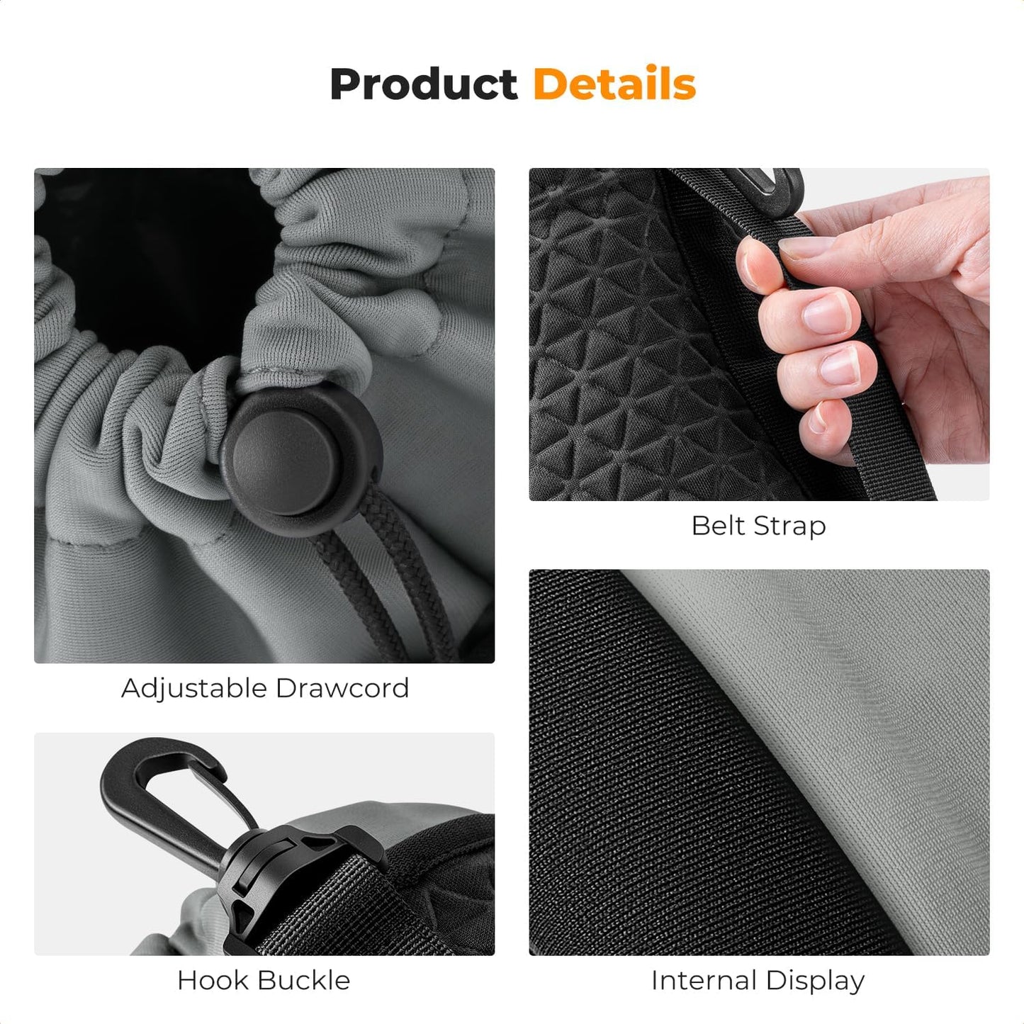 4 Pack Set, K&F CONCEPT Camera Lens Pouch Drawstring Lens Protective Bag, Camera Lens Case for DSLR SLR Lens