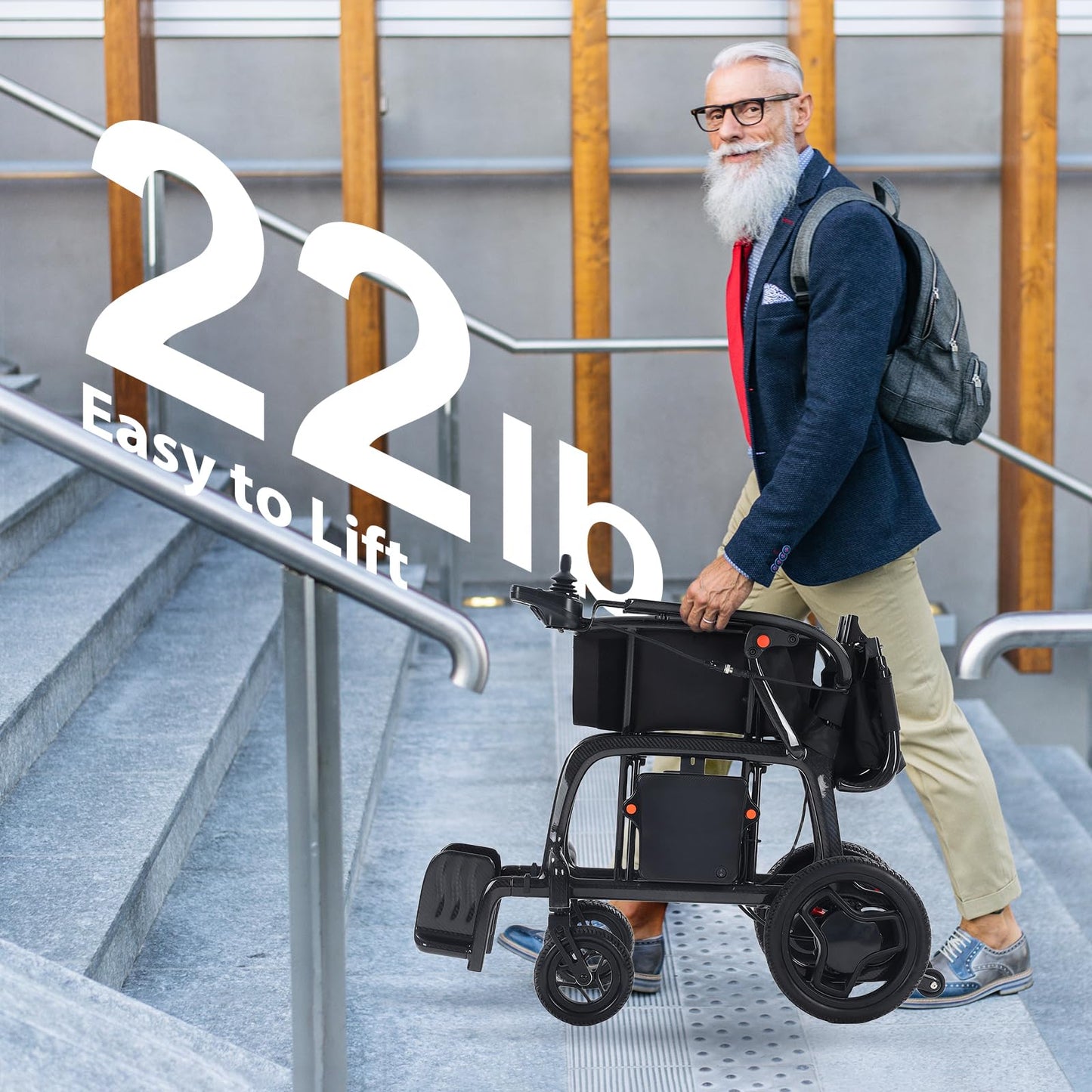 22 lbs Ultra-Light Carbon Fiber Electric Wheelchair with Remote Control & Dual Batteries – Foldable Power Chair for Adults, Airline Approved，Travel & Daily Use