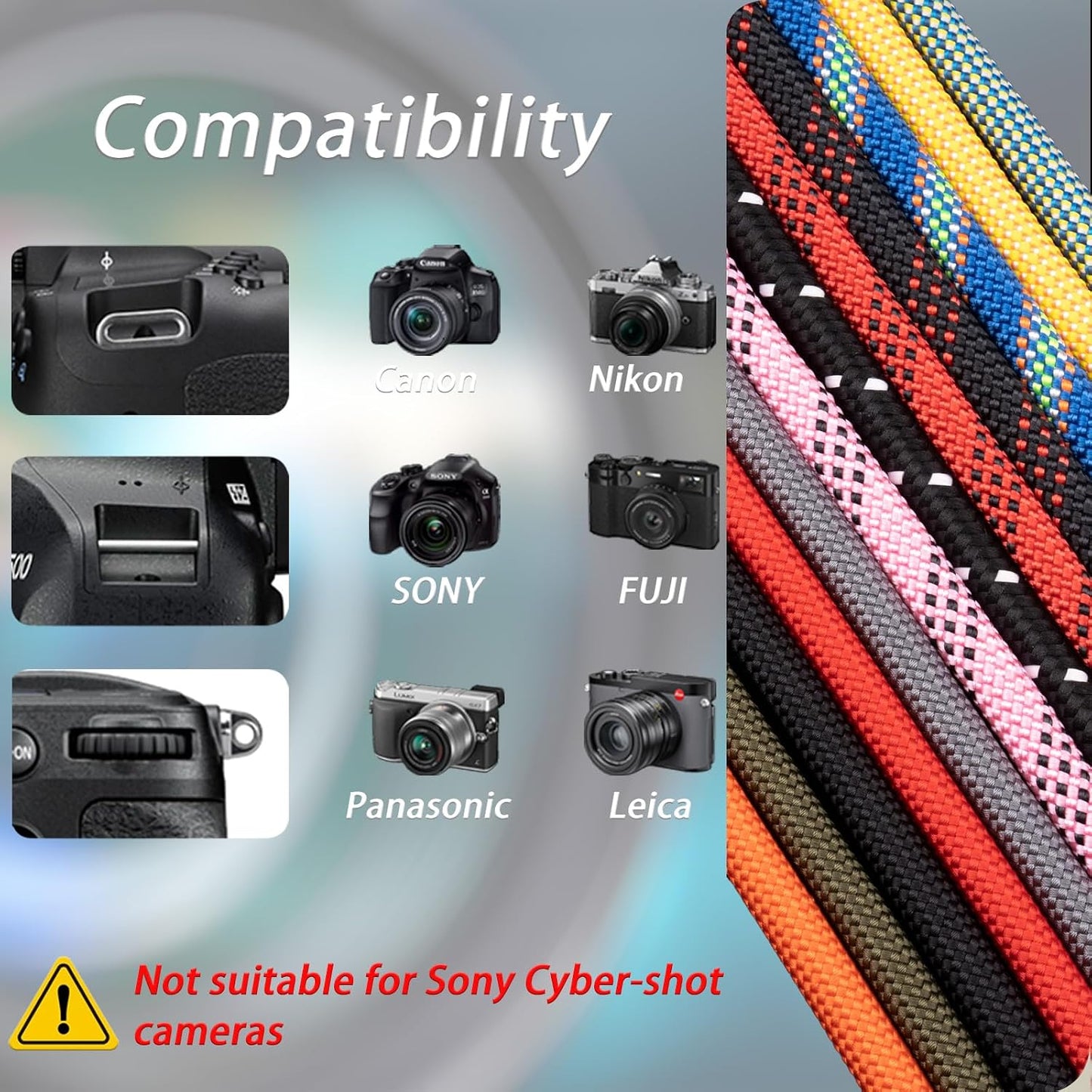 Vintage QD Nylon Camera Strap Rope - Quick Release Neck & Shoulder Straps for DSLR