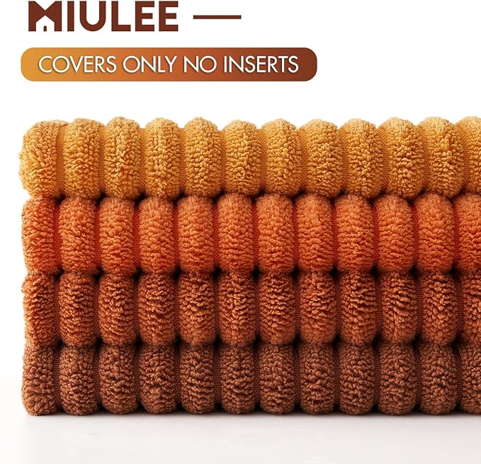 MIULEE Boho Farmhouse Throw Pillow Covers 18x18 Inch Set of 4 Mordern Nordic Cushion Covers Soft Corduroy Home Decor for Couch Bed Sofa Living Room Orange Rust