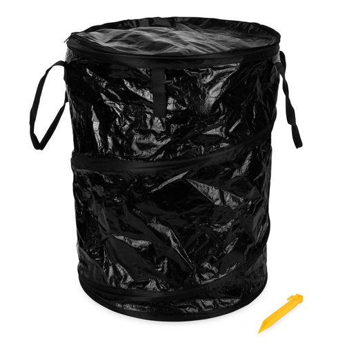 Camco Pop-Up Utility Container - Use as Collapsible Trash Can When Camping - Holds 30-Gallon Kitchen-Size Trash Bags - Stands 2-Ft Tall & Collapses for RV Storage and Organization (42893-A)