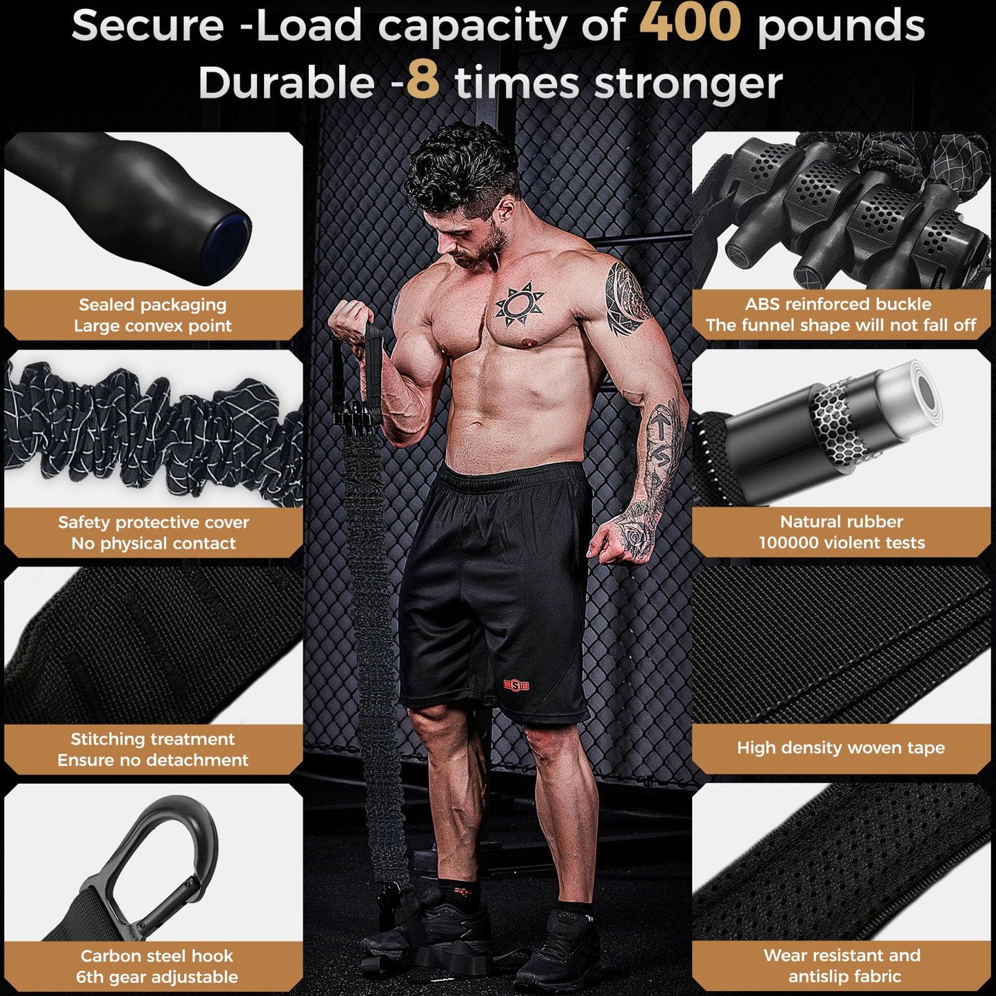 Innstar Pull Up Assistance Bands, Heavy Duty Resistance Band for Pull Up Assist, Adjustable Resistance 165-265lbs with Fabric Feet/Knee Rest, Pull Up Bands Assistance Bands (Upgrade Black 165lbs)