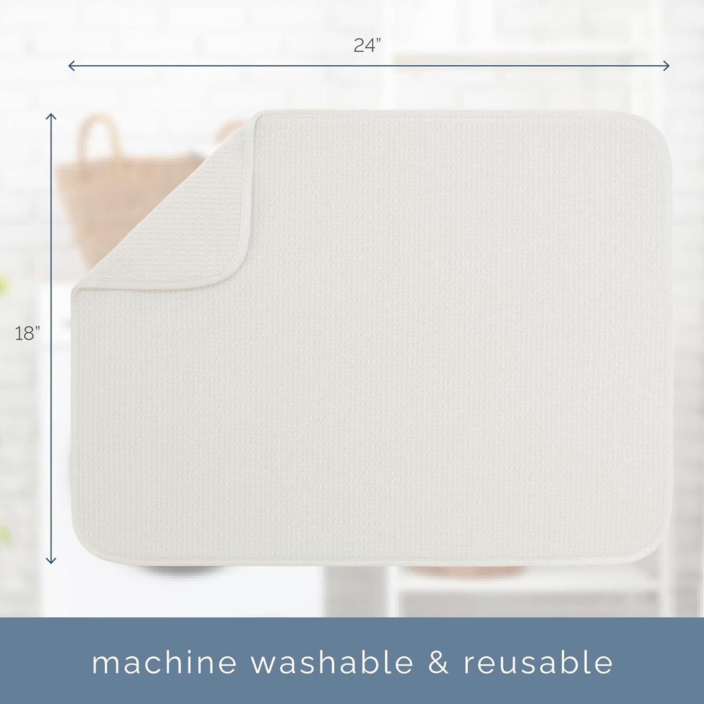 S&T INC. XL Dish Drying Mat - Absorbent Microfiber Kitchen Counter Pad | 18” x 24”, Cream