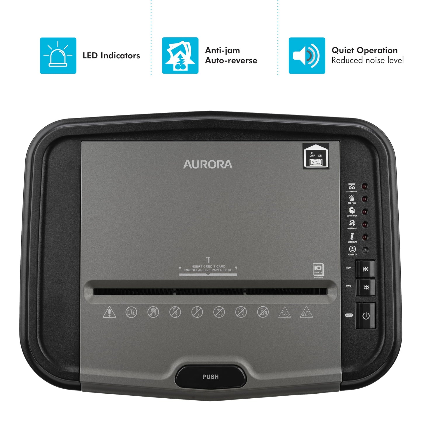 Aurora High Security 120-Sheet Auto Feed Micro-Cut Paper and Credit Card Shredder with 5 Gallon Pullout Basket / 60 Minutes/Security Level P-5