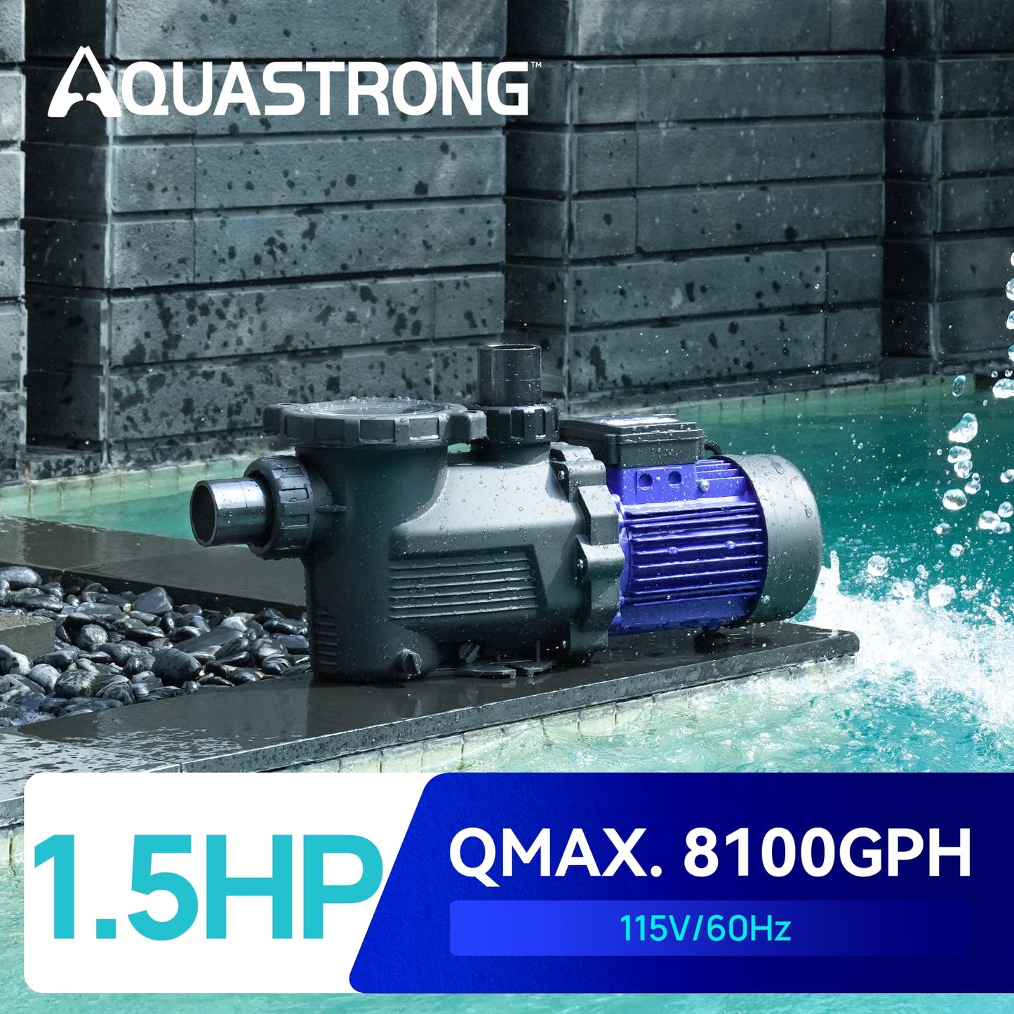 Aquastrong In/Above Ground Pool Pump High Flow Self Primming Swimming Pool Pump,Aqua Blue