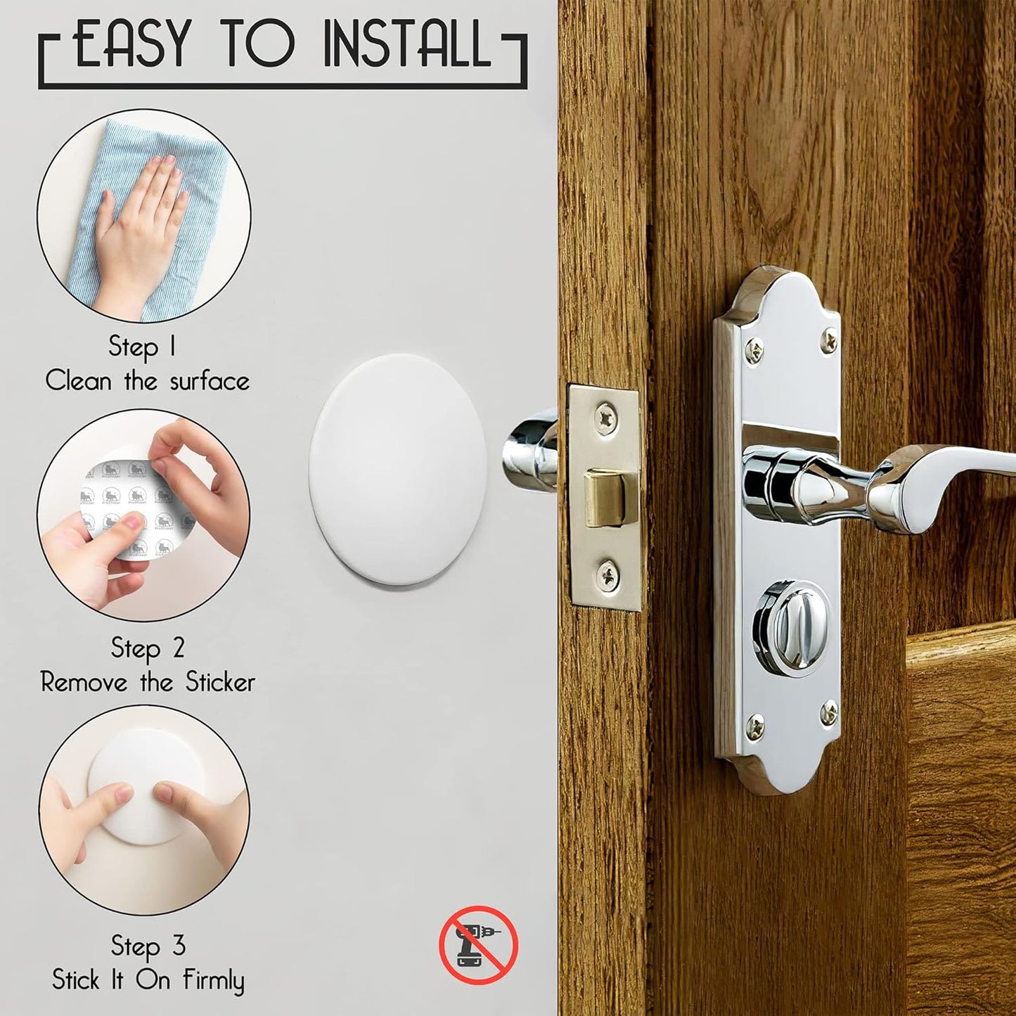 Skiennix Door Stoppers - Large 3.15" Silicone Wall Protectors - Shock Absorbent & Quiet - 4 Pack - White