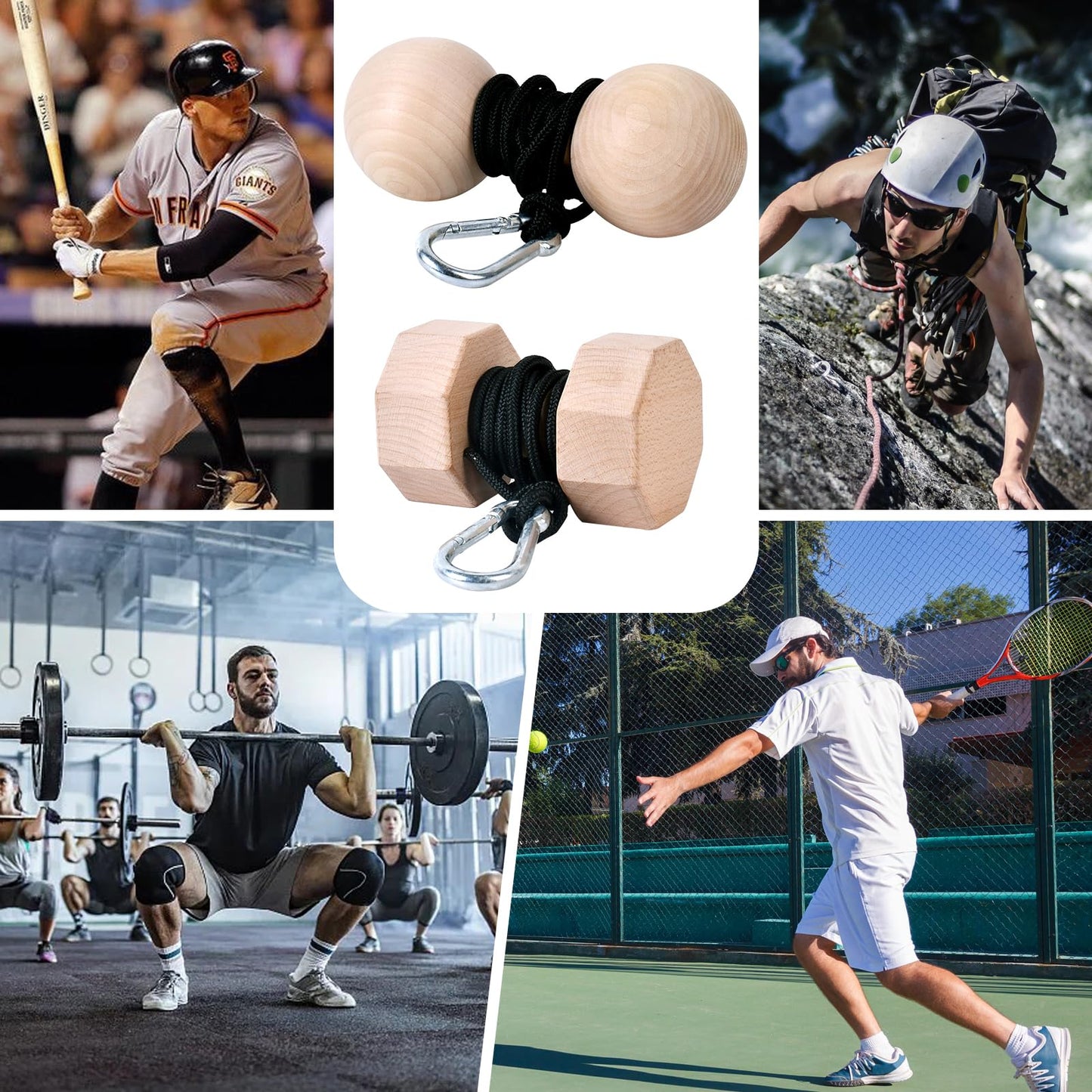 YCHLCHL Wooden Wrist Roller and Forearm Strengthener,Grip Strength Trainer,Arm Blaster Exerciser,Strength Trainer For Fingers and Wrist.(Ball)