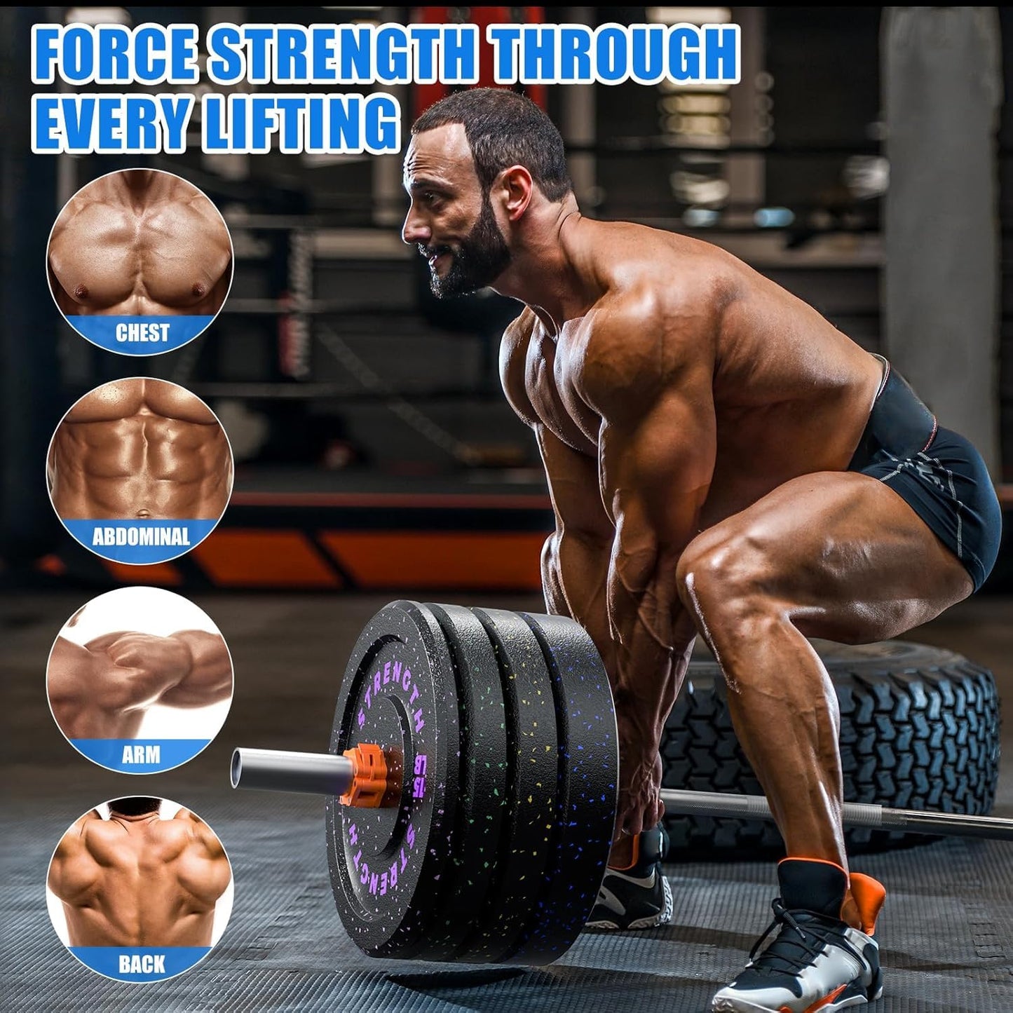 XDDIAS 2-Inch Bumper Plates, Barbell Rubber Olympic Weight Plates Set for Home Gym Strength Training, 20-260lbs, Multiple Options