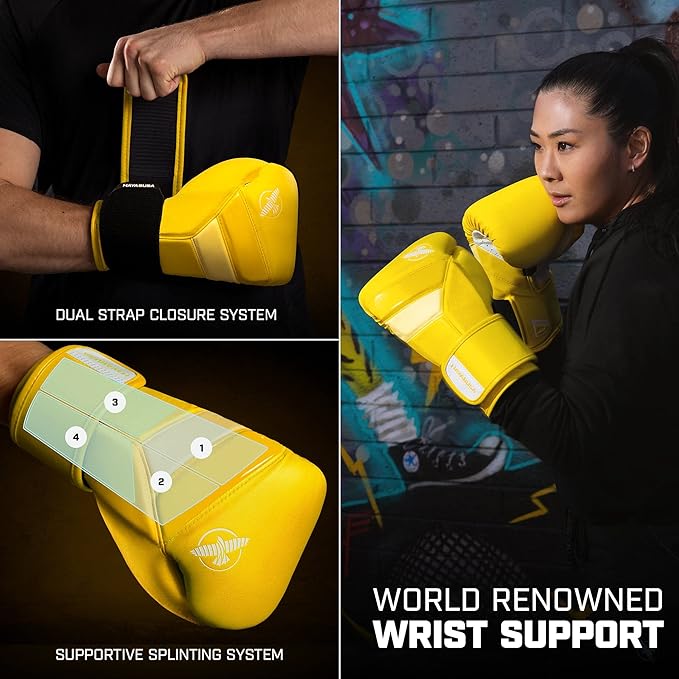 Hayabusa T3 Boxing Gloves for Men and Women Wrist and Knuckle Protection, Dual-X Hook and Loop Closure, Splinted Wrist Support, 5 Layer Foam Knuckle Padding