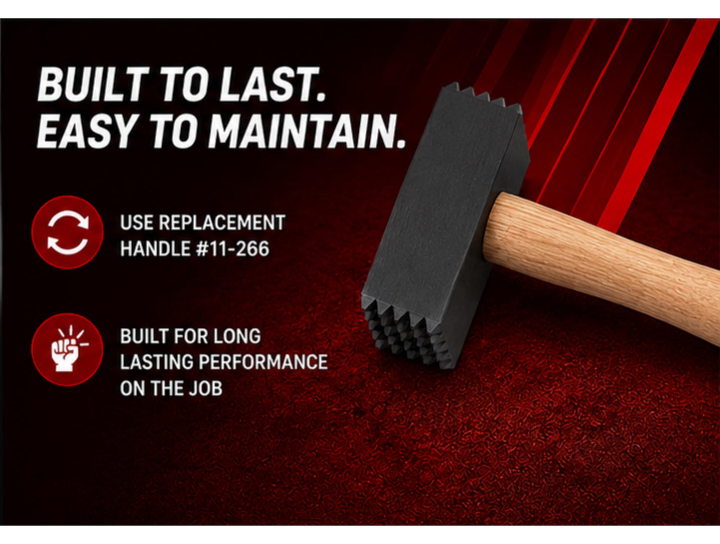 Bon Toothed Bush Hammer 2 LB 1 1/4" Face with Wood Handle 25 Teeth 5 x 5 Pattern for Shaping and Texturizing Soft Stone