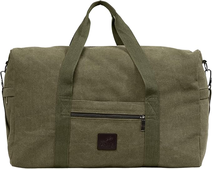 Canvas Duffle Bag ??Multipurpose Bag for Travel, Gym, Weekender, Carry On & More ??Durable, Spacious, Unisex Overnight Bag for Men & Women ??Perfect for Sports, and Everyday Use (Green)
