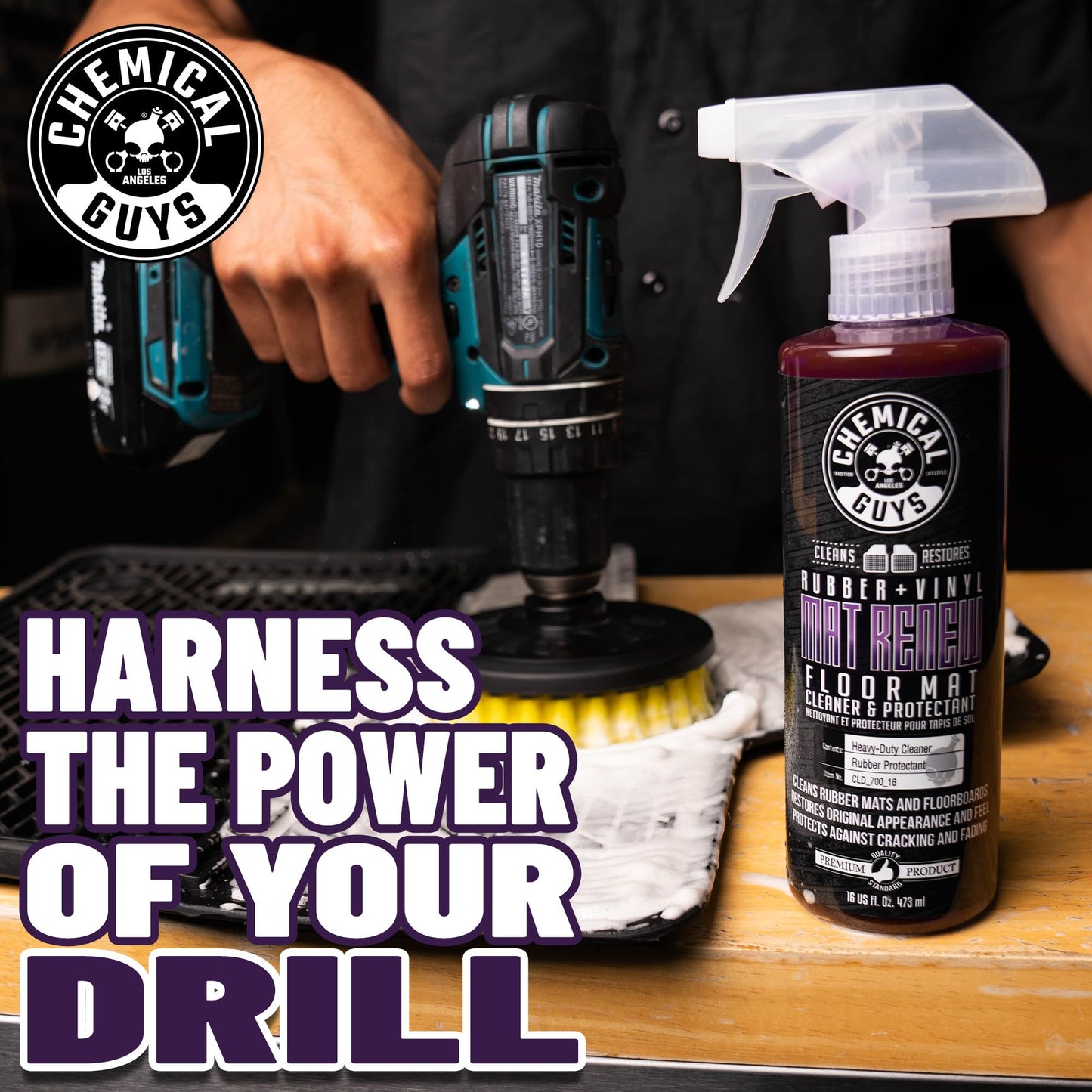 Chemical Guys Mat Renew Rubber and Vinyl Car Floor Mat Cleaner & Protectant - Cleans & Restores Rubber Liners, Running Boards, Safe for Cars, Trucks, SUVs, and More - 16 oz