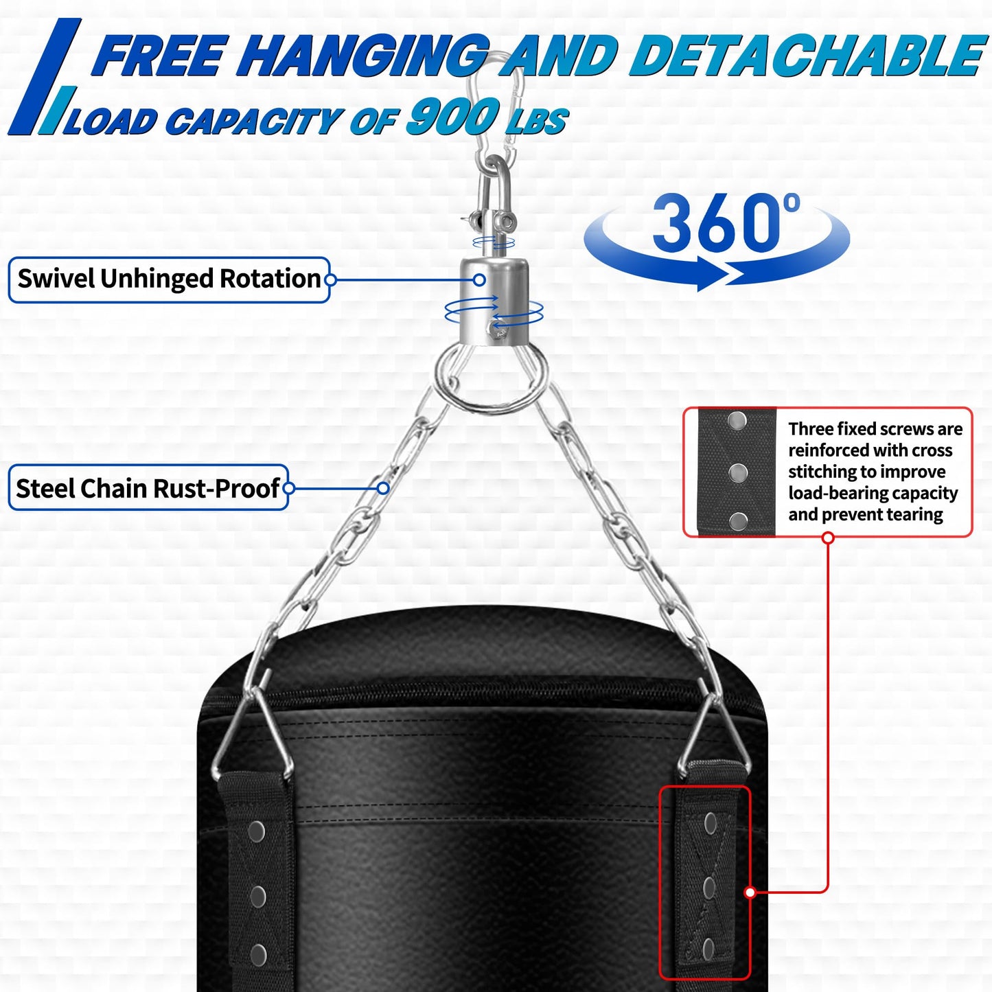 4FT Hanging Punching Bag for Adults, New Upgrade Heavy Unfilled PU Boxing Bag Set with 12oz Boxing Gloves, Punch Bag for MMA Karate Kickboxing Muay Thai Training