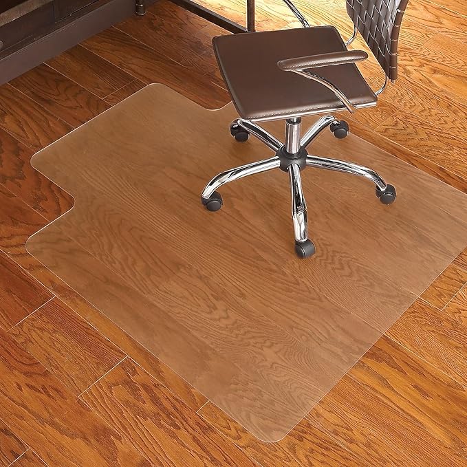 Staples Office Chair Mat, Clear Floor Mats with Lip, Hard Floors, Textured Underside, Extended Under-Desk Coverage, 48 x 36 Inch, Smooth Glide