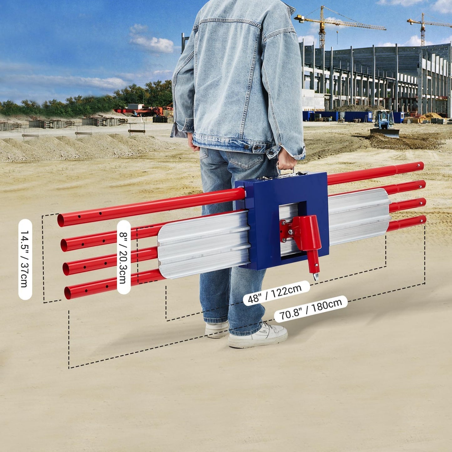 Aluminum Magnesium Alloy Concrete Float 36 x 8 inch, Round End,with 4 Floats Handle Bracket, Screeding and Finishing Tools Kit for Professional Concrete Work