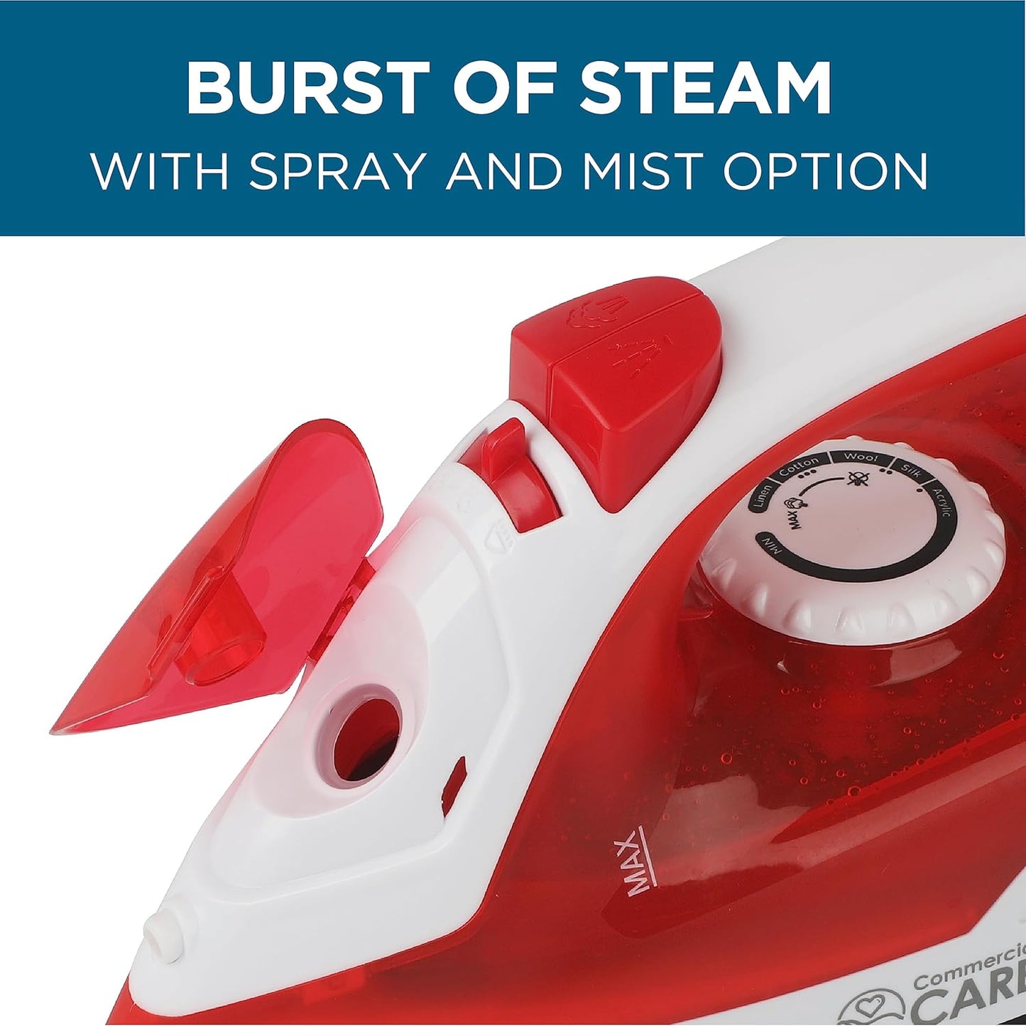 Skiennix Steam Iron - 1200 Watt Portable Self-Cleaning Clothes Steamer with Nonstick Soleplate | Red