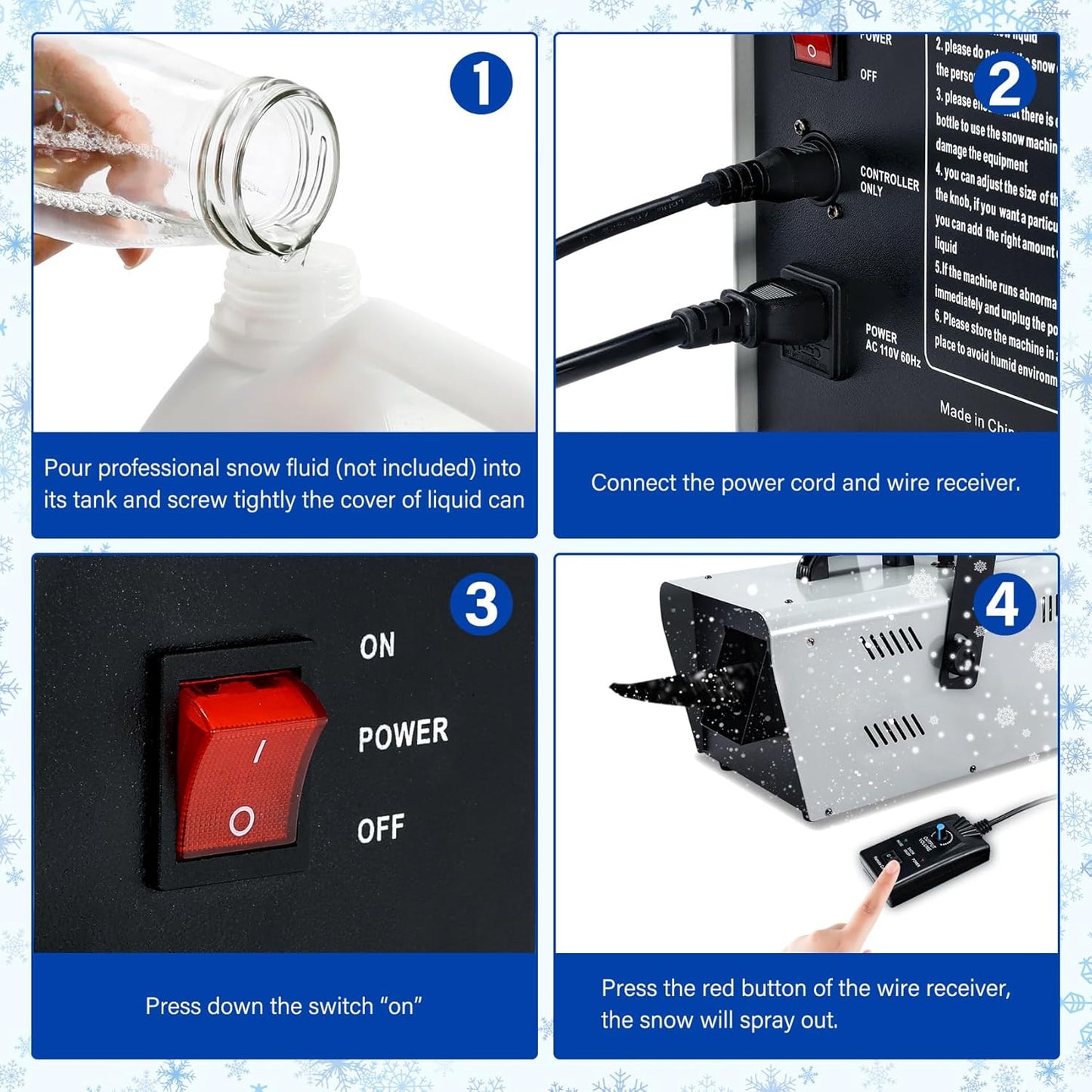 TCFUNDY Snow Machine - 1500W Snowflake Maker for Christmas & Wedding Parties | Wired Remote Control