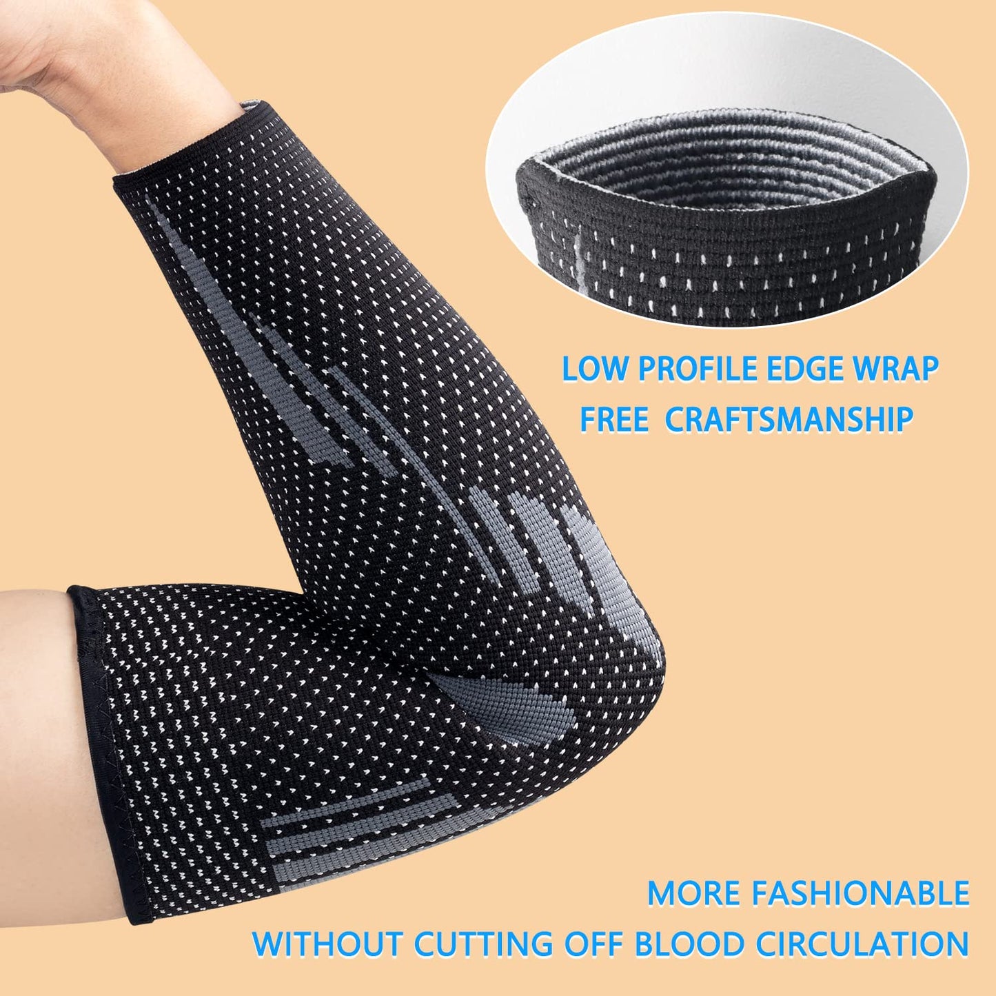 THX4COPPER Arm Compression Sleeve(2Pack)-Elastic Compression Arm Brace for Tendonitis, Golf, Tennis Elbow, Fitness, Pain Relief-Aid in Recovery for Women and Men- Supportive Comfortable Breathable