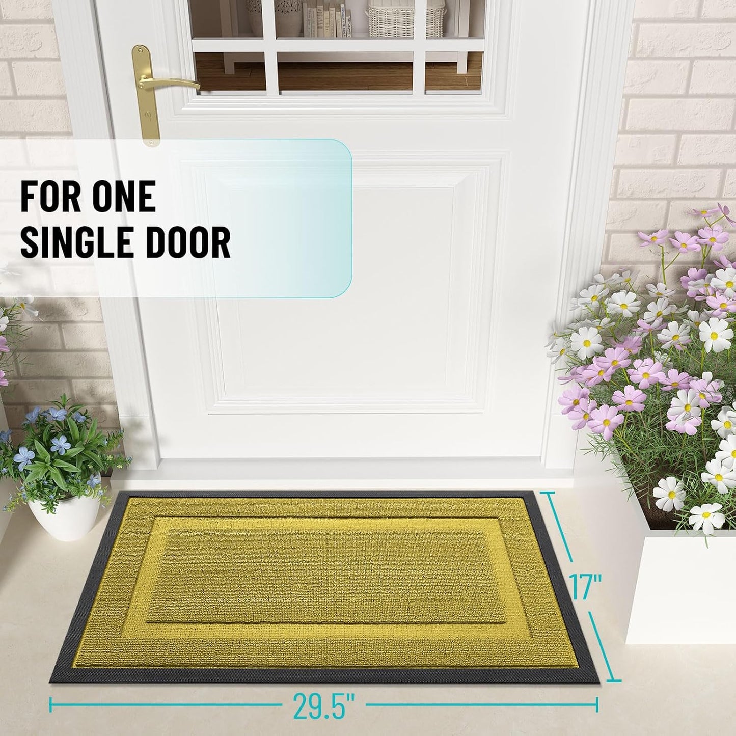 OLANLY Waterproof Front Door Mat - All-Season Indoor/Outdoor Doormat, Easy Clean, 71x23, Lime Green