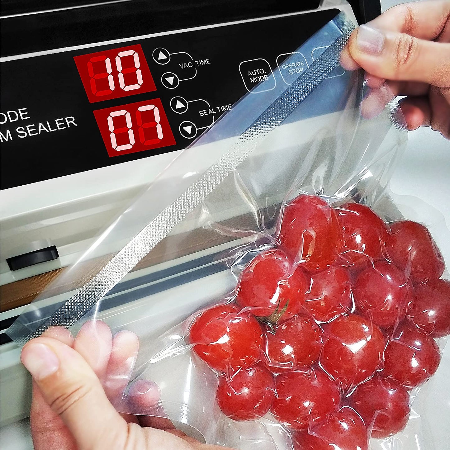 MAGIC SEAL Nozzle Vacuum Sealer Machine for Mylar bags & Smooth Flat Bags - 220W Food Sealer with Adjustable Air & Seal Settings, Auto/Manual Modes (Not for Textured) -MS175