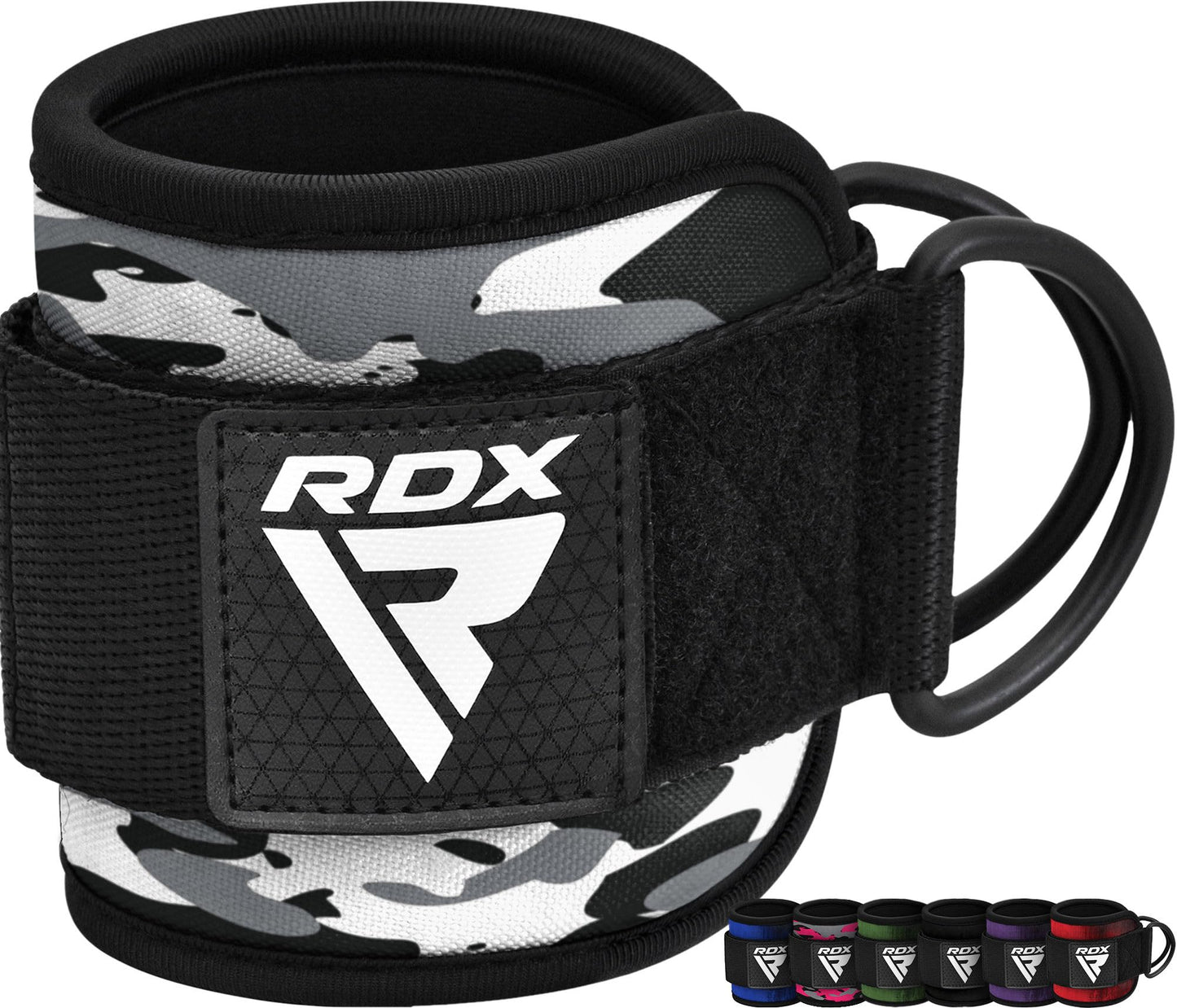 RDX Ankle Straps for Cable Machines – 7MM Neoprene Padded 10"x4" Adjustable Gym Cuffs with Dual D-Rings – Weight Attachments for Wrist Glutes Leg Kickbacks Hip Abduction Strength Workouts – Men Women