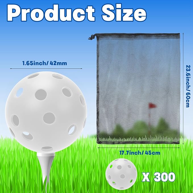 Coopay 72/150/300 Pack Practice Golf Balls, 42mm Plastic Golf Training Balls with a Drawstring Bag Hollow Sports for Swing Practice Driving Range Backyard Home Indoor Outdoor Use