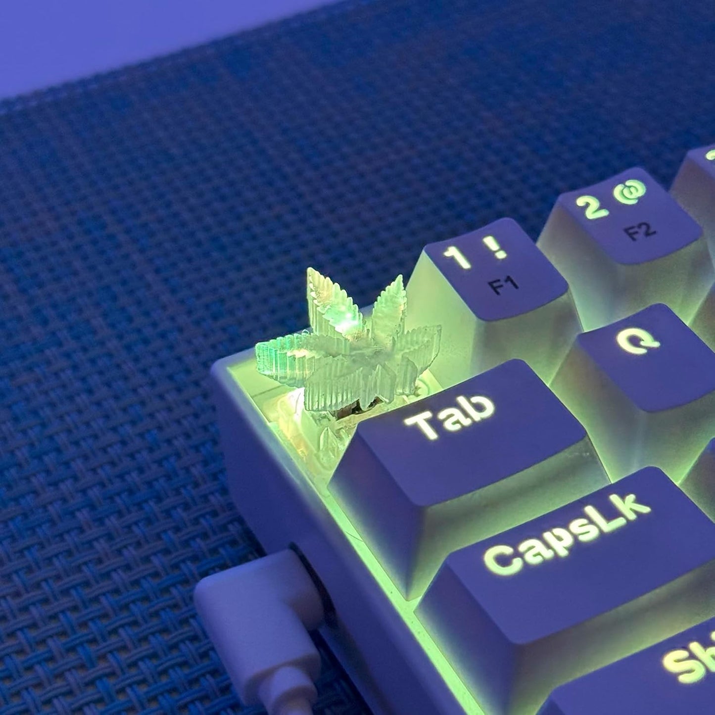 TRENDY WHIMSY Custom Mechanical Keyboard Keycaps Green Leaf Design , PBT Dye-Sub, Cherry MX Compatible, Unique Limited