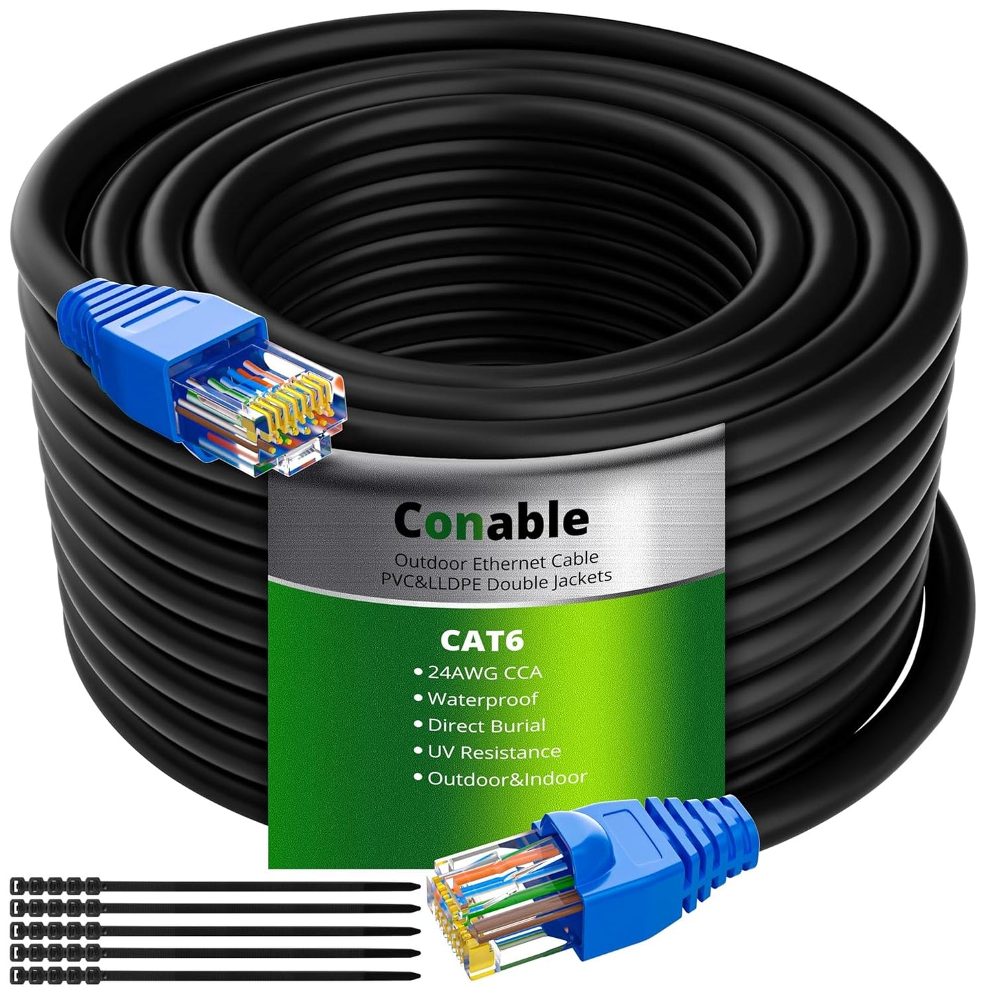 Cat6 150ft, 25FT 500 Cat6 Cat5e Cat5 6 RJ45 25 Outdoor Ethernet Cable Heavy Duty Double Jackets Internet Cord