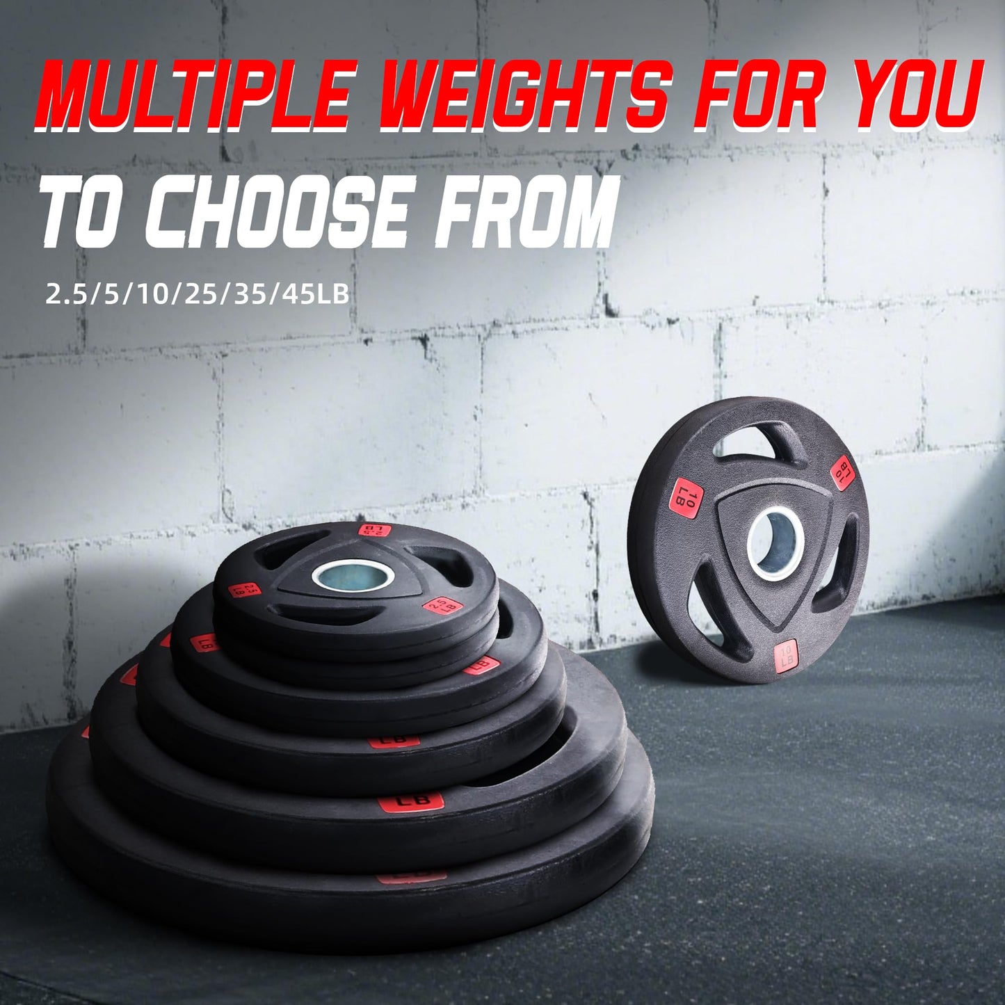 Fitvids Olympic Cast Iron 2-Inch Weight Plate for Strength Training & Weightlifting, Rubber Coate Style, 2.5LB Set of 4