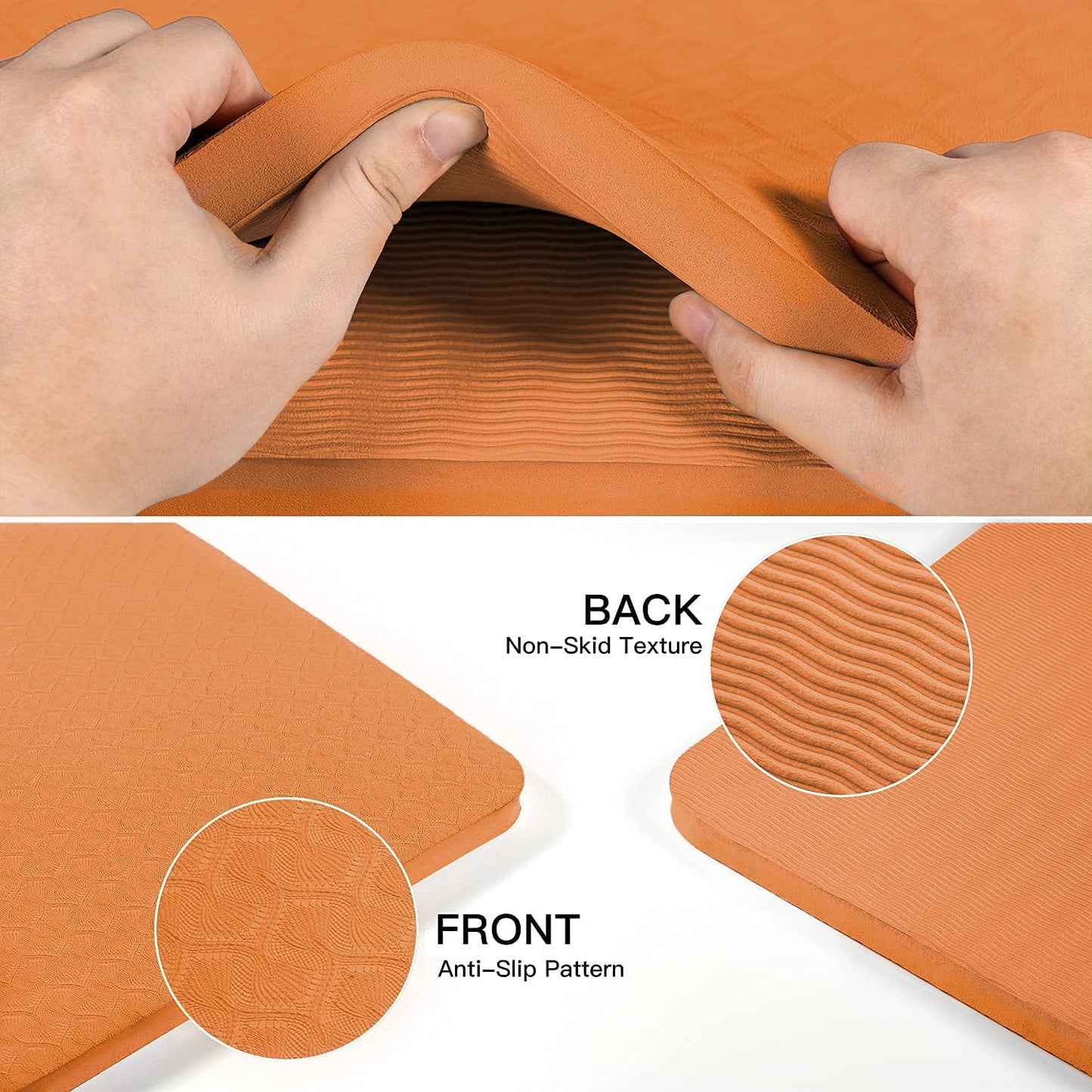 Hatha Yoga 4/5 inch TPE Yoga Mat Fitness & Exercise Mats Large Size 72"L x 32"W Non-Slip Anti-Tear For Women Men (Orange)