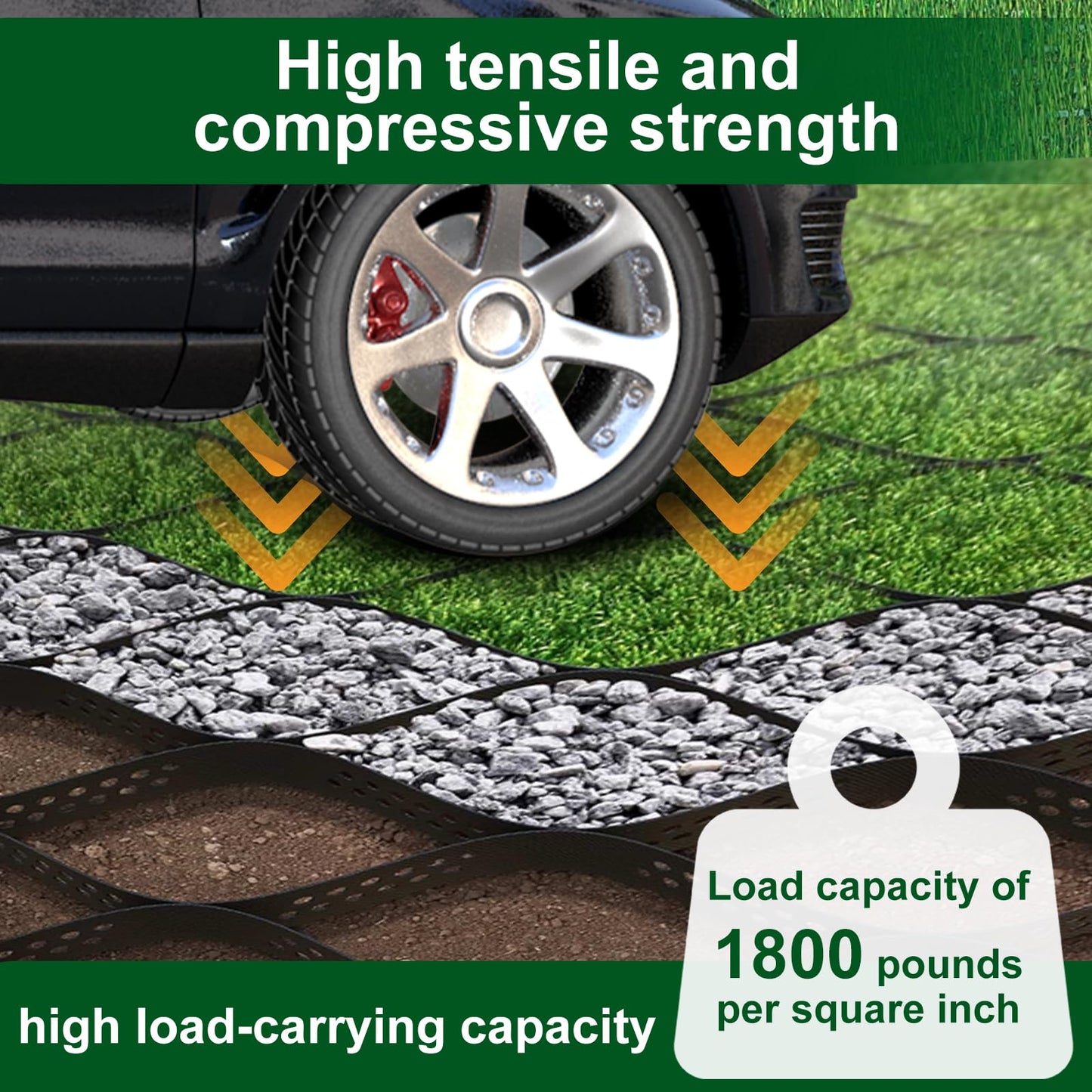 2 Inch Depth Gravel Ground Base Grid Stabilizer Mud Slope Control Driveway HDPE Material Expandable Folding Permeable Paver Honeycomb Grid for Paths,Sidewalks,ParkingLots,Gardens,Yards (6.5 X 33 FT)