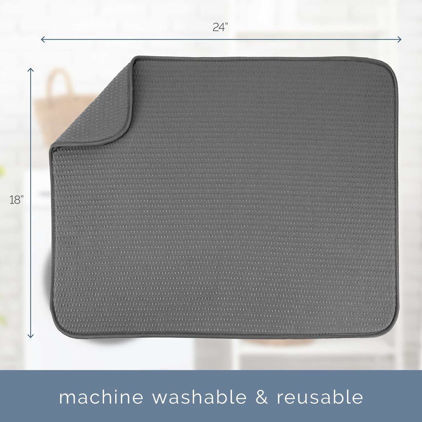 S&T INC. XL Dish Drying Mat - Absorbent Microfiber Kitchen Counter Pad, 18” x 24”, Grey Diamond Texture