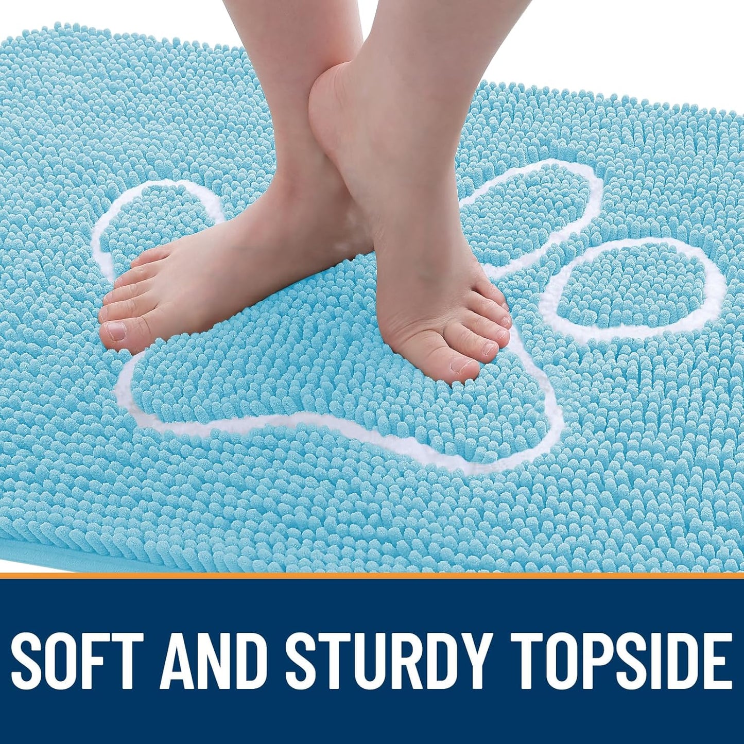 OLANLY Dog Door Mat - Absorbent Non-Slip Mud Mat for Paws | 24x16 Blue Chenille Design