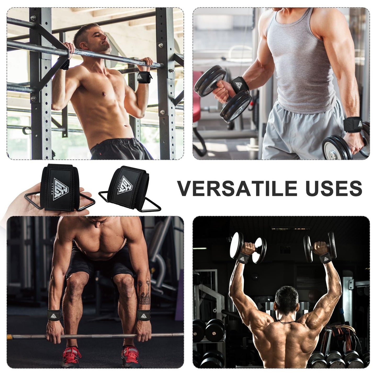 LTTGX Wrist Cuffs for Cables Gym, Adjustable Wrist Straps for Cable Machines Lifting Neoprene Padded