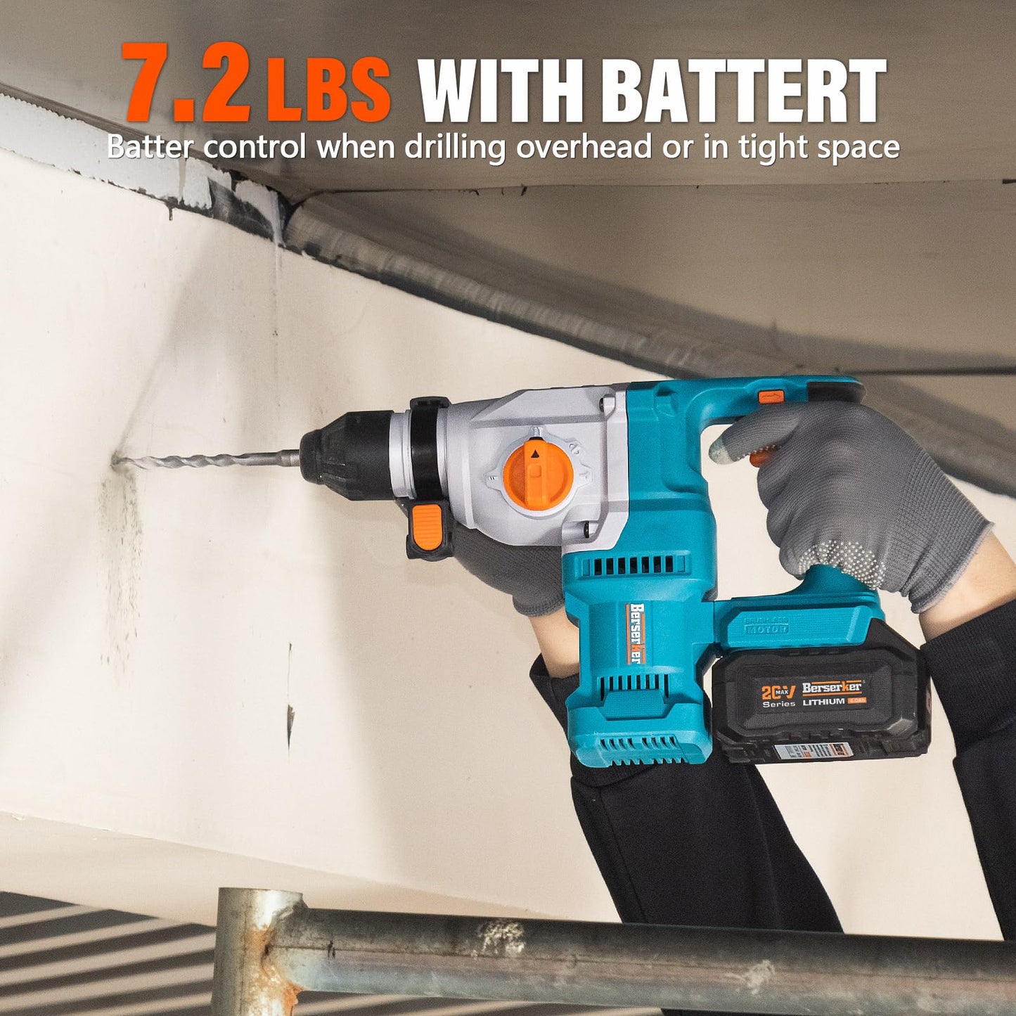 Berserker 20V Cordless 1-1/8" SDS-Plus Rotary Hammer Drill with 17pcs SDS Plus Drill Bits and Chisels Set with Storage Case