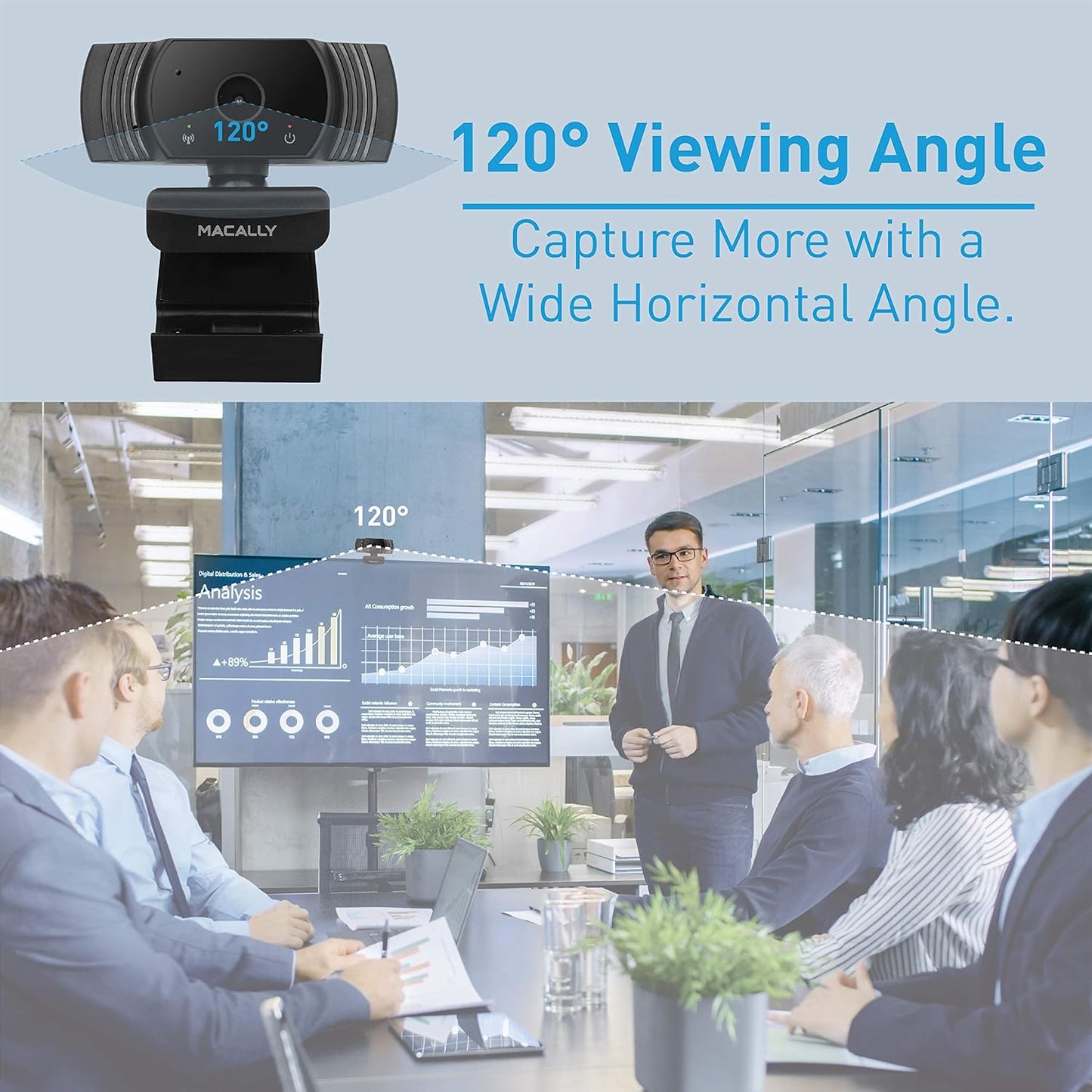 Macally 1080P 120 30FPS Webcam with Microphone - Stay Connected Virtually - Wide Angle HD USB Computer Camera