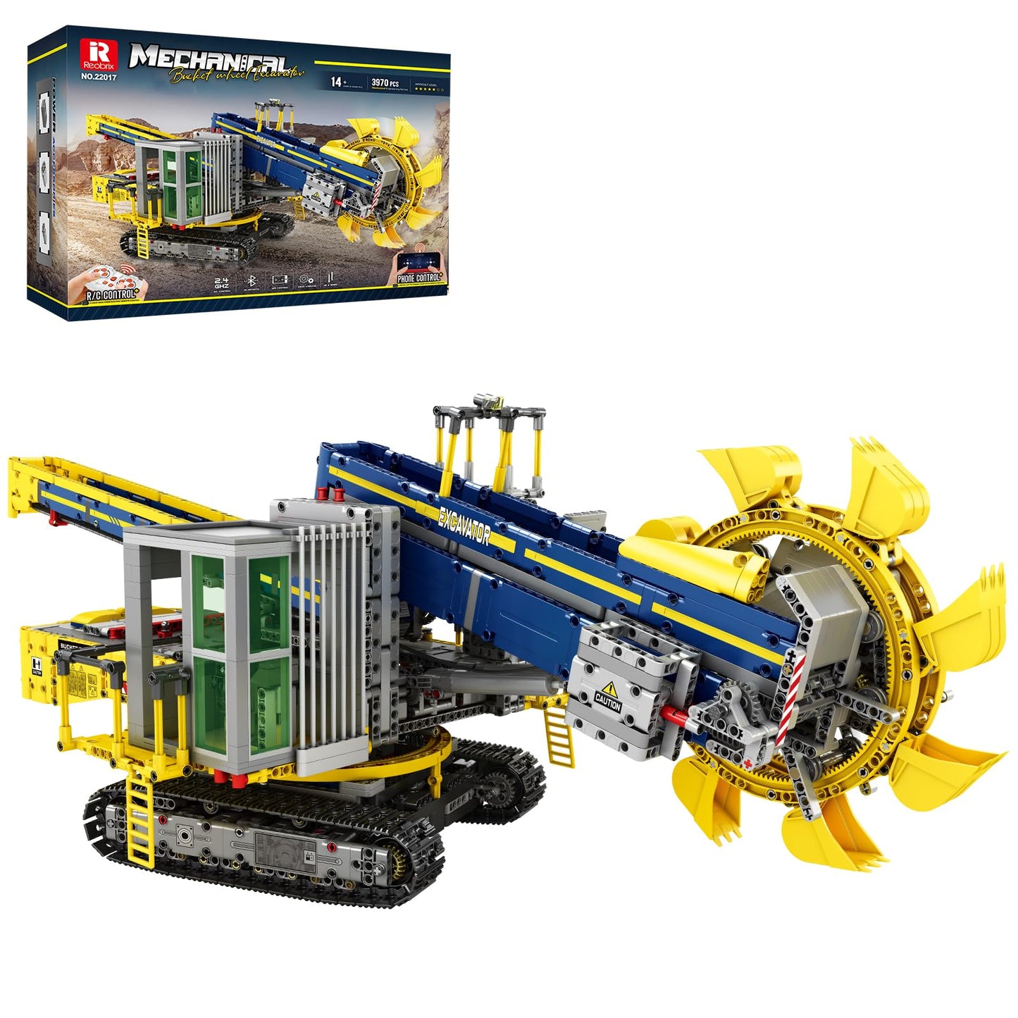 Reobrix Bucket Wheel Excavator Building Blocks Set 22017, Remote Control Construction Vehicle Model Kit for Adult, RC Technic Engineering Car Toys Gifts for Boys and Girls 14+, (3970 PCS)