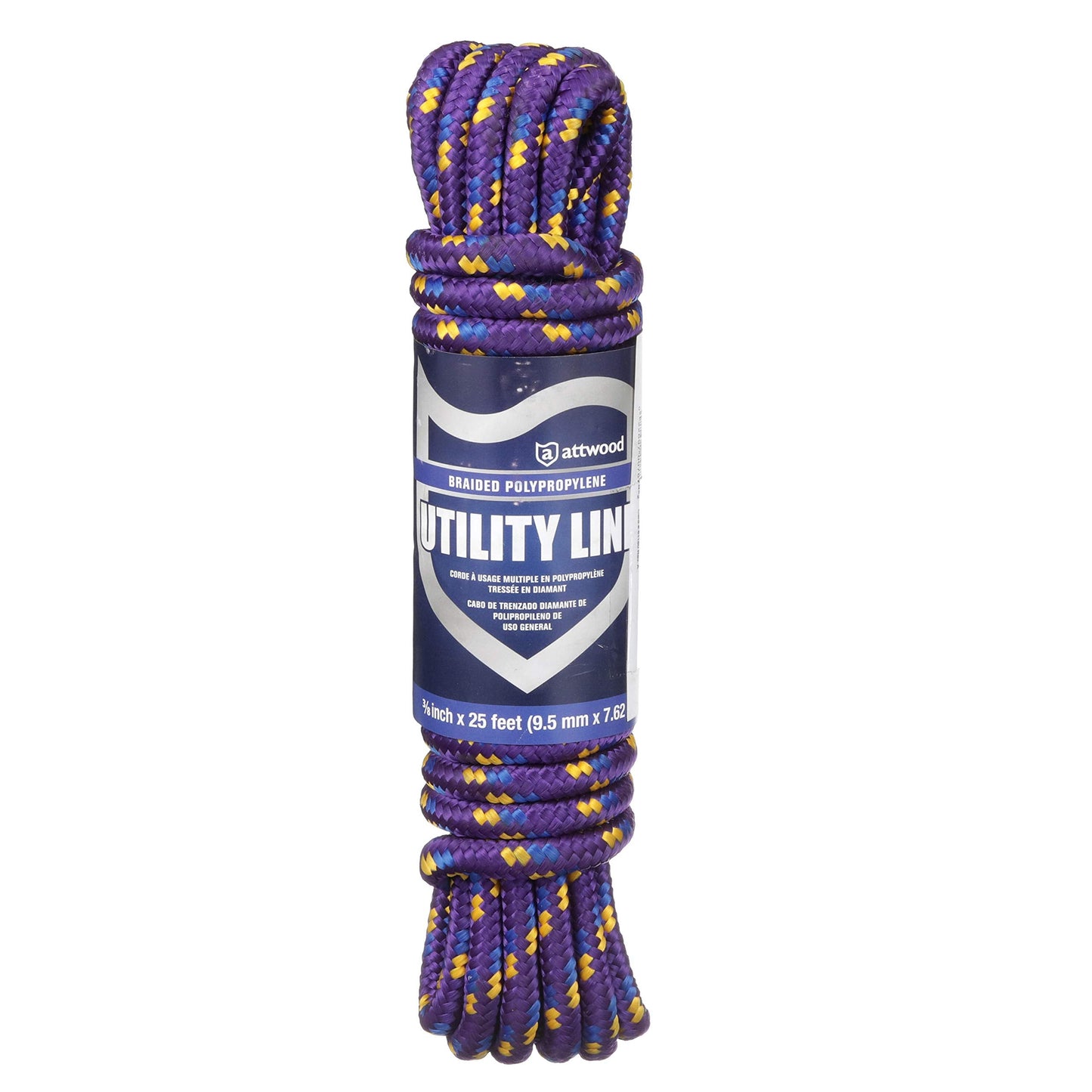 Attwood 11704-2 Braided Polypropylene Utility Line, 3/8-Inch Thick, 25 Feet Long, Multi-Color