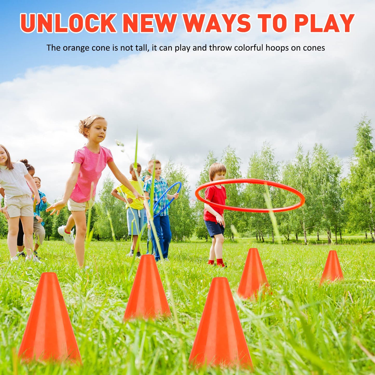 Reginary 40 Pieces 7 Inch Small Cones for Sports Football Bike Obstacle Training Cones Plastic Traffic Roadblock for Sports Skating Indoor Outdoor Activity Construction Party(Orange)