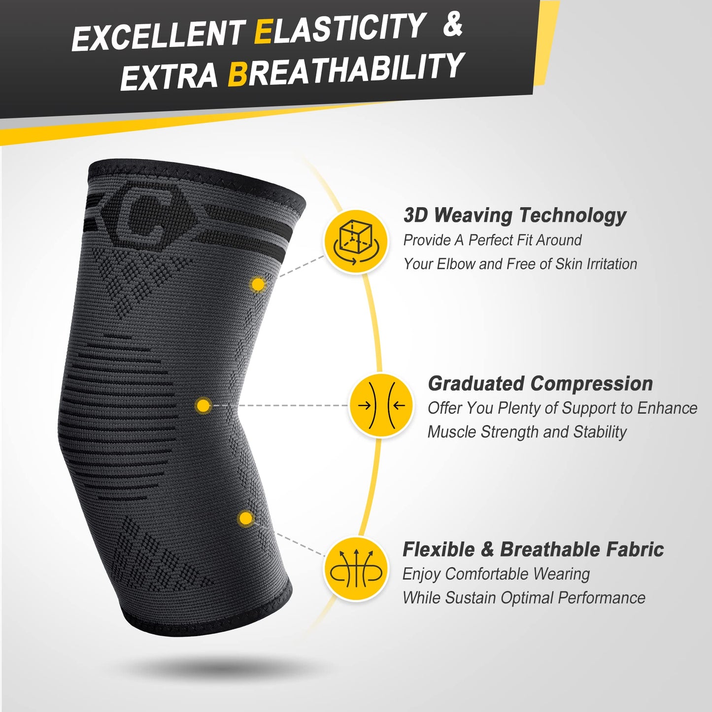 CAMBIVO 2 Pack Elbow Brace for Tennis Elbow & Tendonitis, Compression Sleeve for Golfer's Elbow & Epicondylitis Pain Relief, Breathable 3D Knit Support for Arthritis, Weightlifting, Sports & Daily Wear — Men & Women