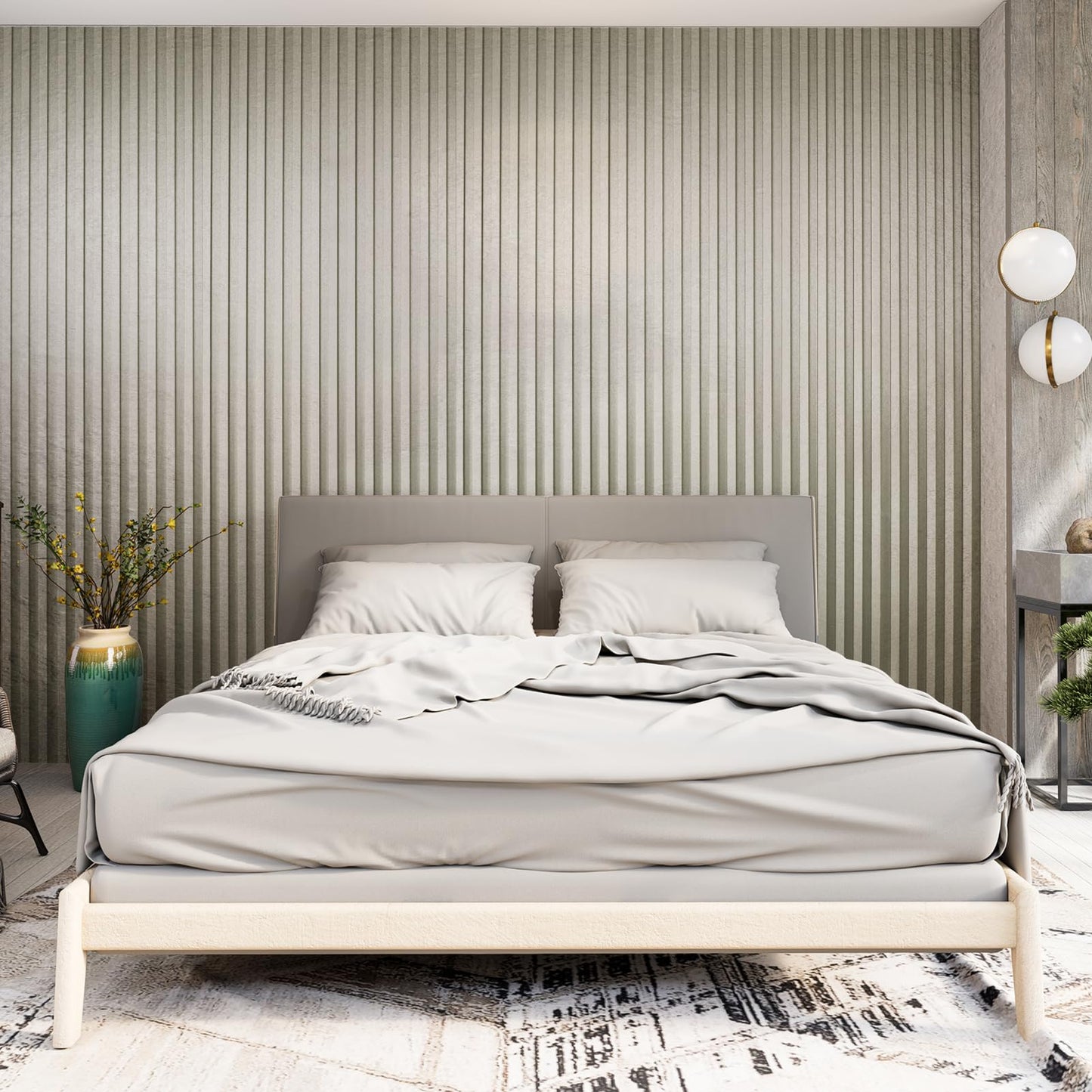 Art3dwallpanels Slat Wall Paneling, 104'' x 6.7'' Glossy Metal Finish WPC Soundproof 3D Wall Panels for Interior Wall Decor, 8 Pack Fluted Textured Panel Wall Slats, Champagne Silver