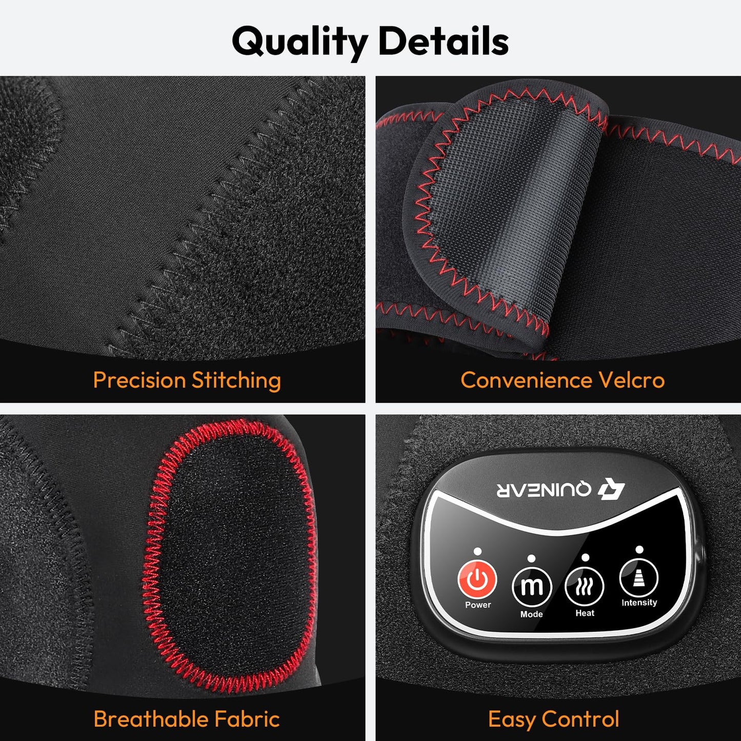 QUINEAR Knee Massager for Pain Relief,Air Compression Heating Pad for Knee,Heated Knee Warmers Wrap, 3 Modes & 3 Intensities