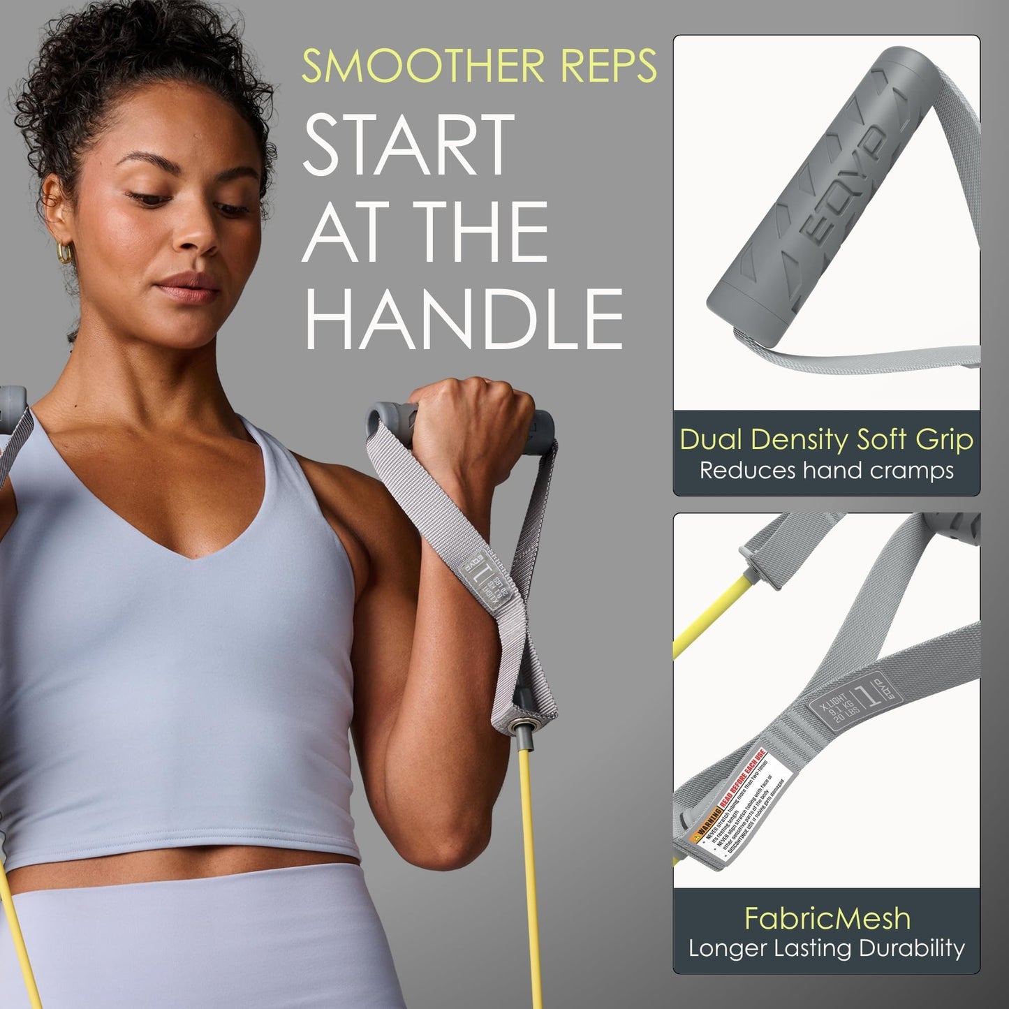 EQYP Resistance Bands Handles 3 Pack – Workout Bands Resistance for Working Out, Home Gym Exercise Tubes Set with X.Light, Light & Medium for Strength Training & Stretching