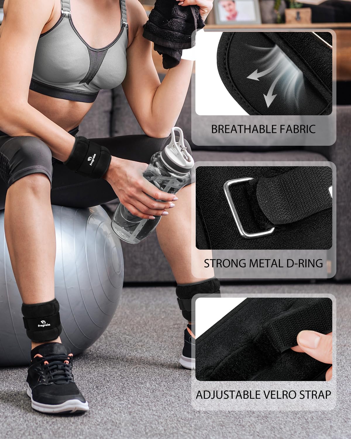 Ankle Weights, 1 Lb X 2 Wrist Leg Arm Weights for Women and Men, Comfortable and Soft, Pretty Sturdy, Perfect for Dancing, Running, Walking, Fitness, Workout, Physical Therapy - Black