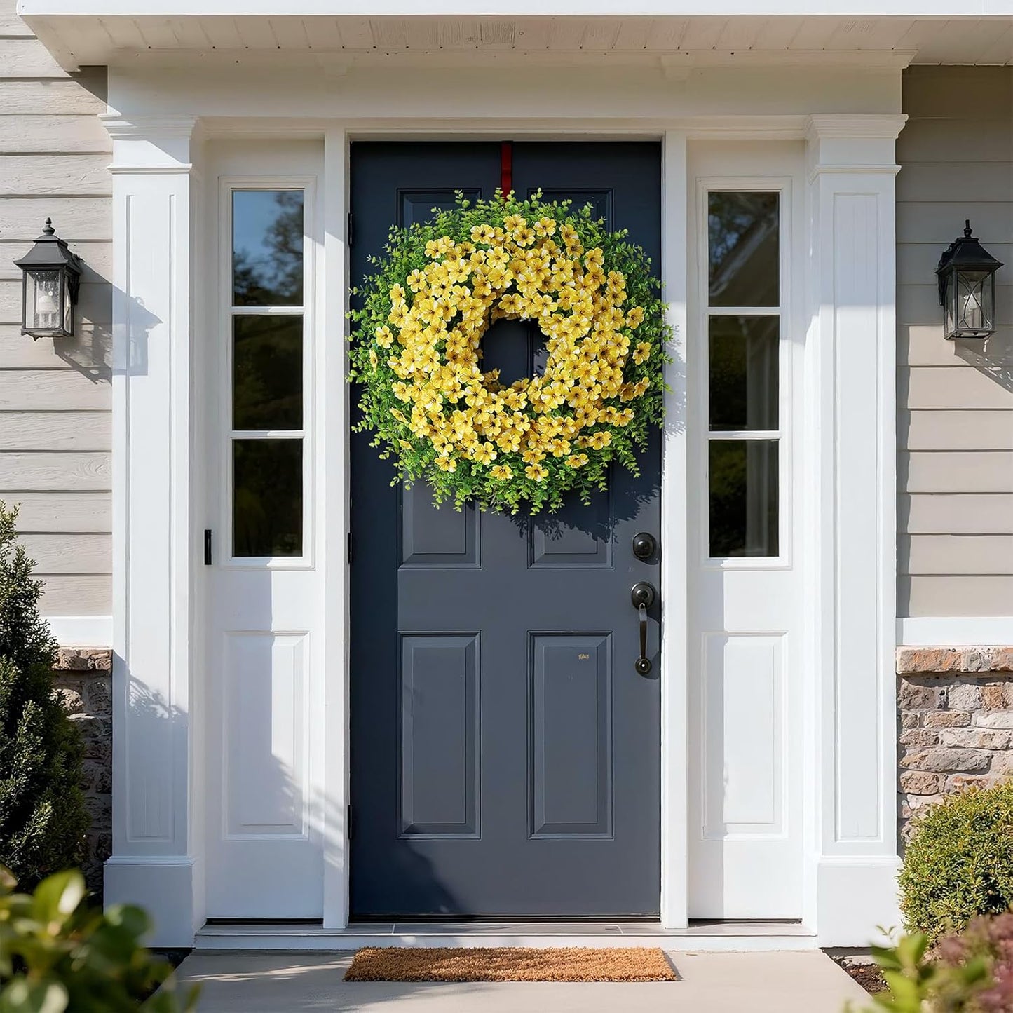 Regine Switzerland 26" Artificial Flower & Eucalyptus Wreath - Faux Morning Glory & Eucalyptus for Spring/Summer Decor