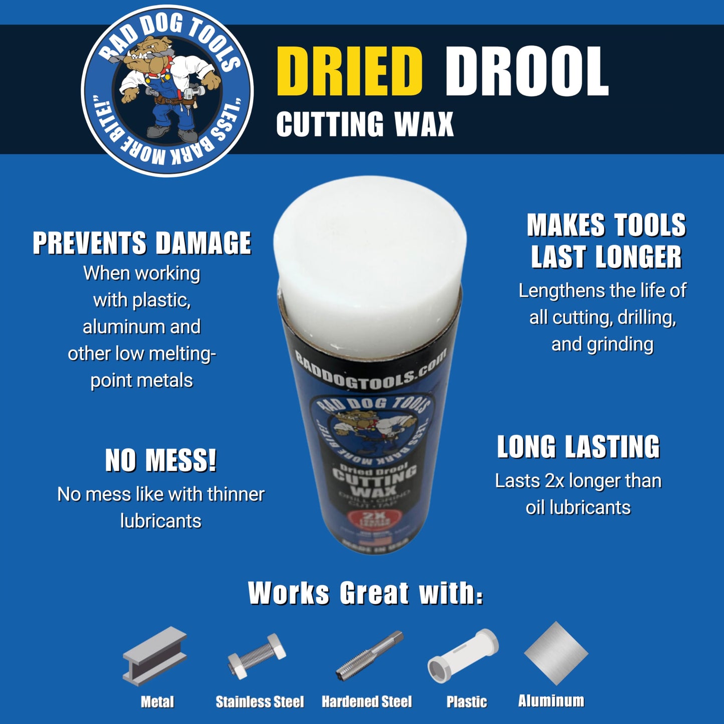 Bad Dog Multipurpose Drill Bits (14 Piece) Full Package: Includes 14 Piece Drill Bits, Diamond Sharpener Wheel (with arbors), & Dried Drool Wax