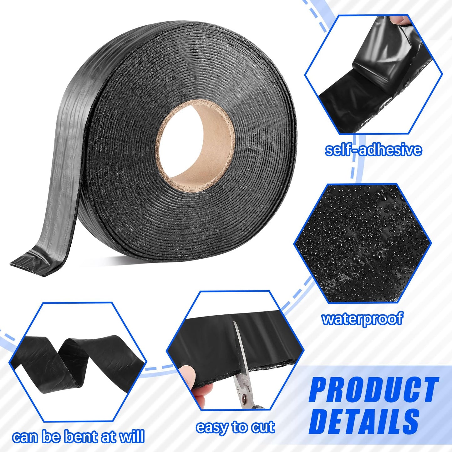 Fabbay 2 Rolls 1.97 Inch Asphalt Crack Filler Tape Asphalt Tape for Driveway Repair Joint and Crack Sealer for Tarmac Parking Lot Roof Cement Road, 50 Feet Each Roll, 3 mm Thick