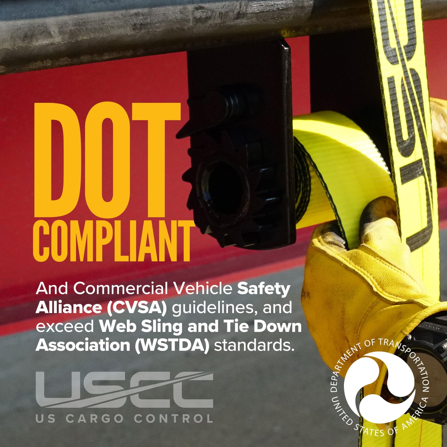 US Cargo Control 4" x 30' Winch Straps with D-Rings (10-Pack), 5,400 LBS Working Load Limit, Heavy Duty Flatbed Tie Downs, Yellow 4 Inch Straps for Flatbed Trailers, Trucks, and Cargo Securement