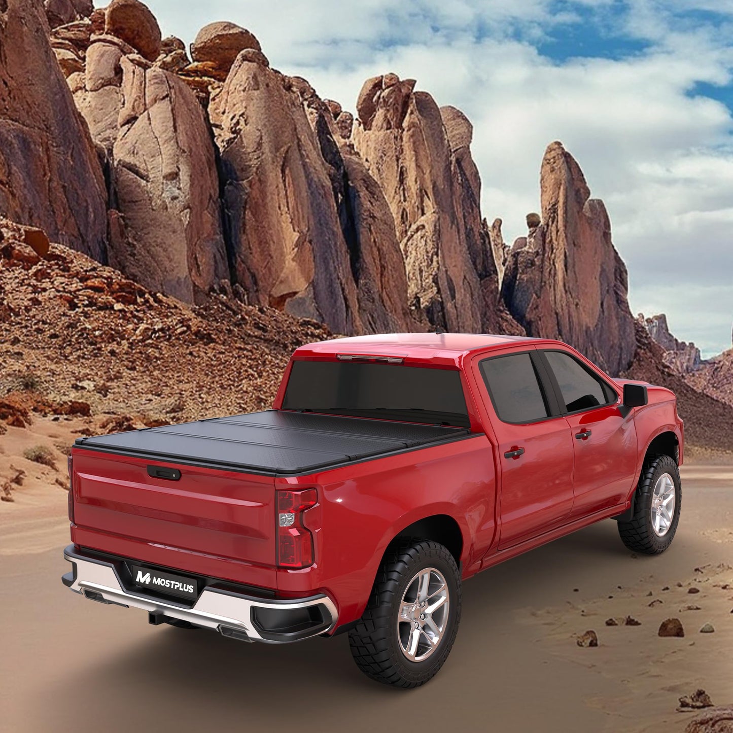 MOSTPLUS Tri-Fold Hard Truck Bed Tonneau Cover On Top Compatible for 2015 2016 2017 2018 2019 2020 2021 2022 2023 2024 2025 Chevy Colorado GMC Canyon Solid (5.2 FT Feet Bed)