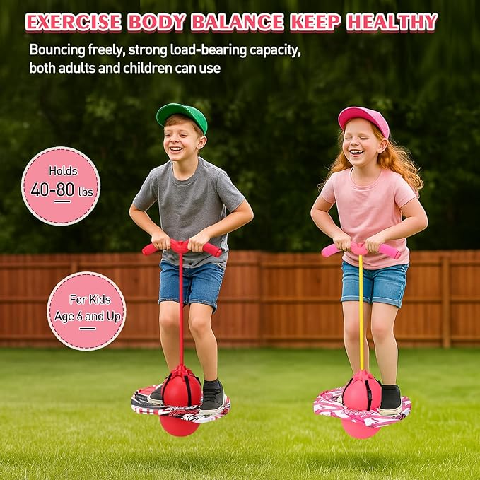 Layhit 2 Pcs Pogo Jumper with Handle for Kids Pump Pogo Ball Stick Jumper Balance Bounce Ball with Pump and Strong Grip for Adults Teen Indoor Outdoor